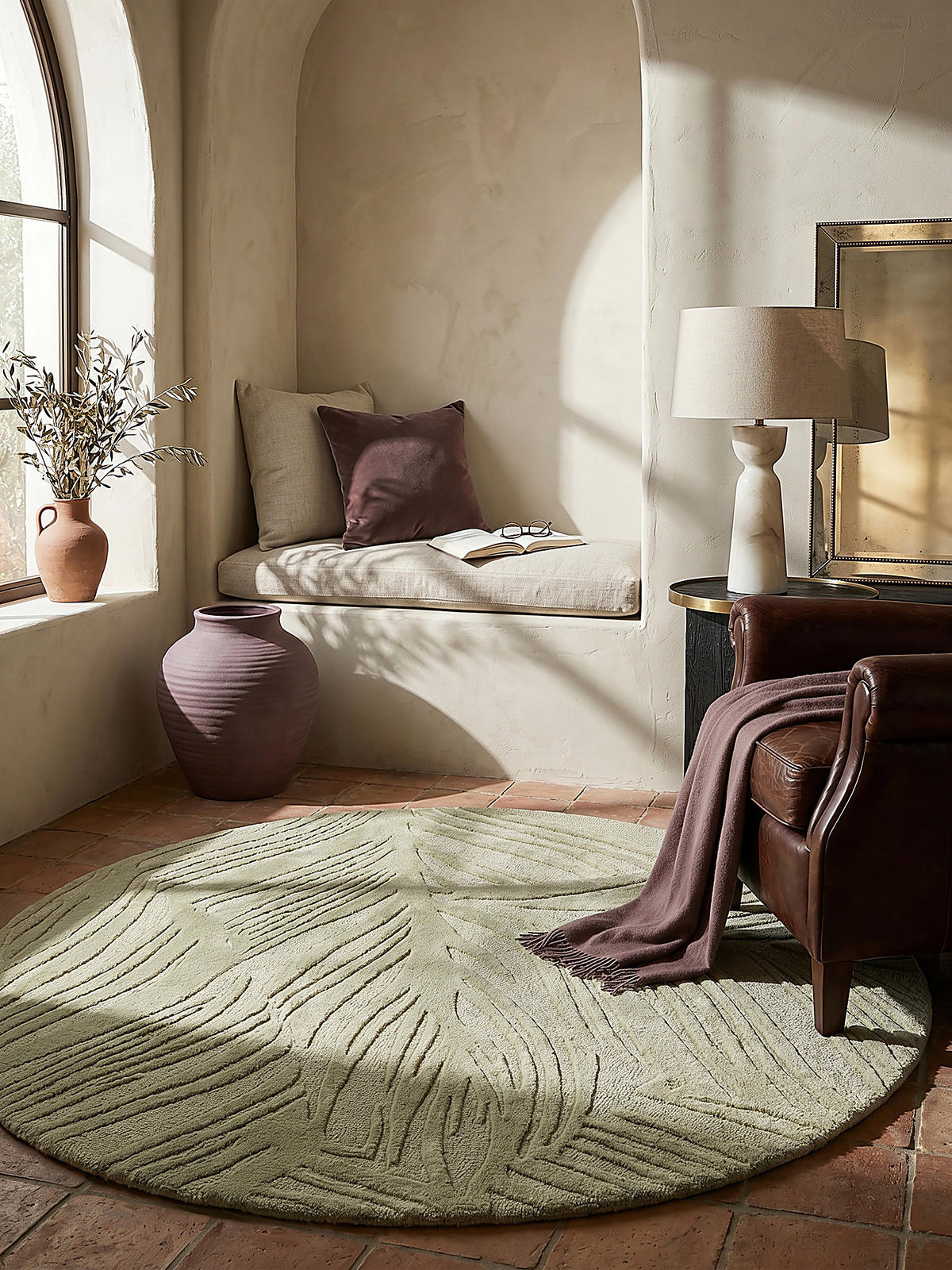 WOLLTEPPICH LEVEN Ø 160 cm - Grün, Textil (160/160cm) - KADIMA DESIGN