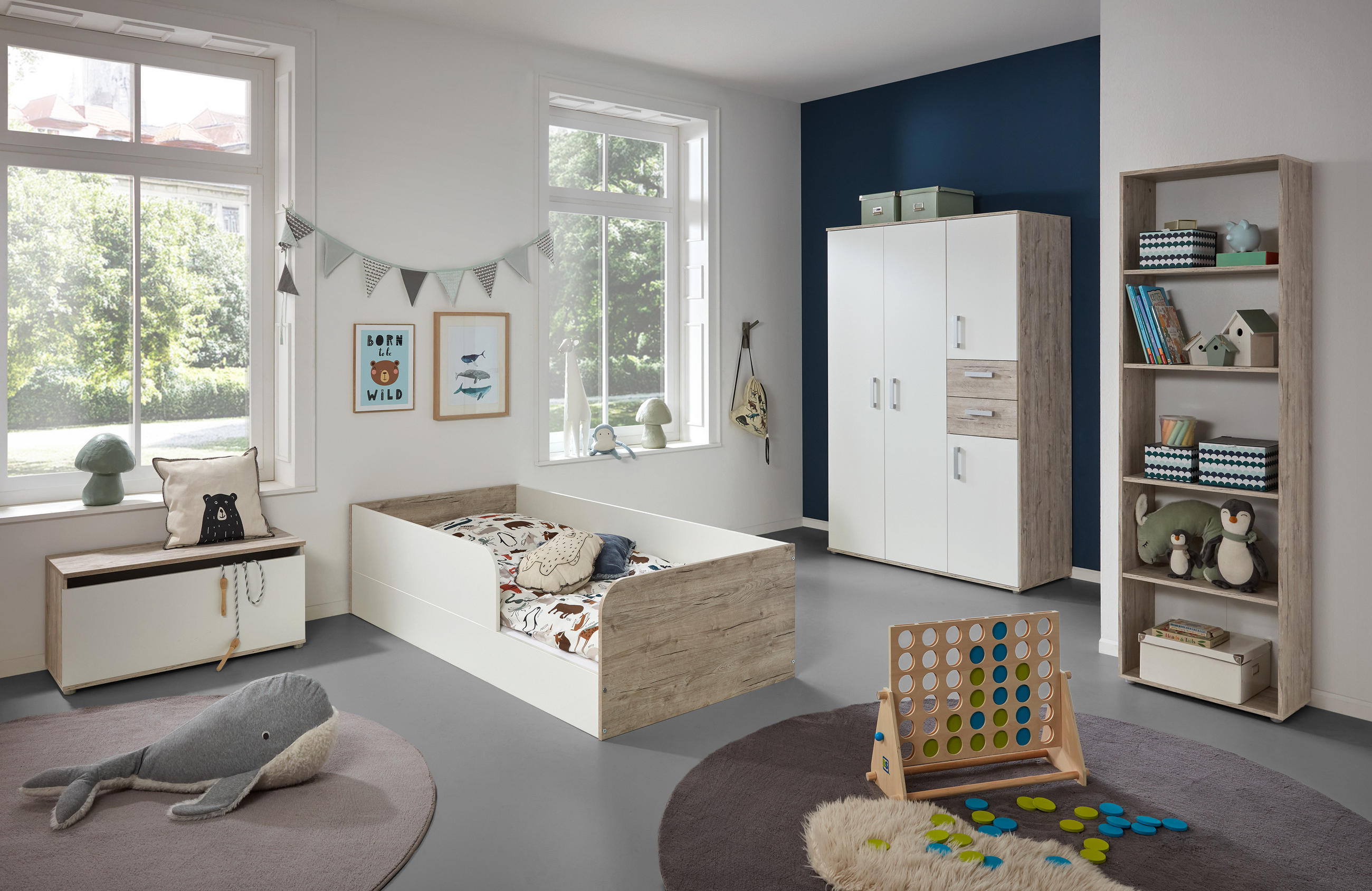 KINDERZIMMER Komplettset Bente 4-tlg - Eichefarben/Silberfarben, Holzwerkstoff/Kunststoff (1/1/1cm) - arthur berndt