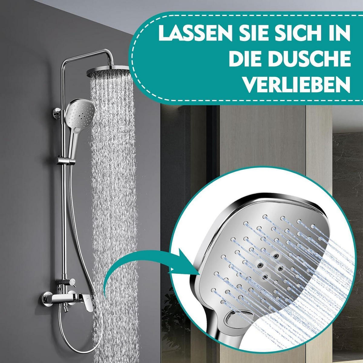 HANDBRAUSE mit 3 Strahlarten und 120 cm² Duschfläche silber - Silberfarben, Kunststoff (12/12.7/25cm)