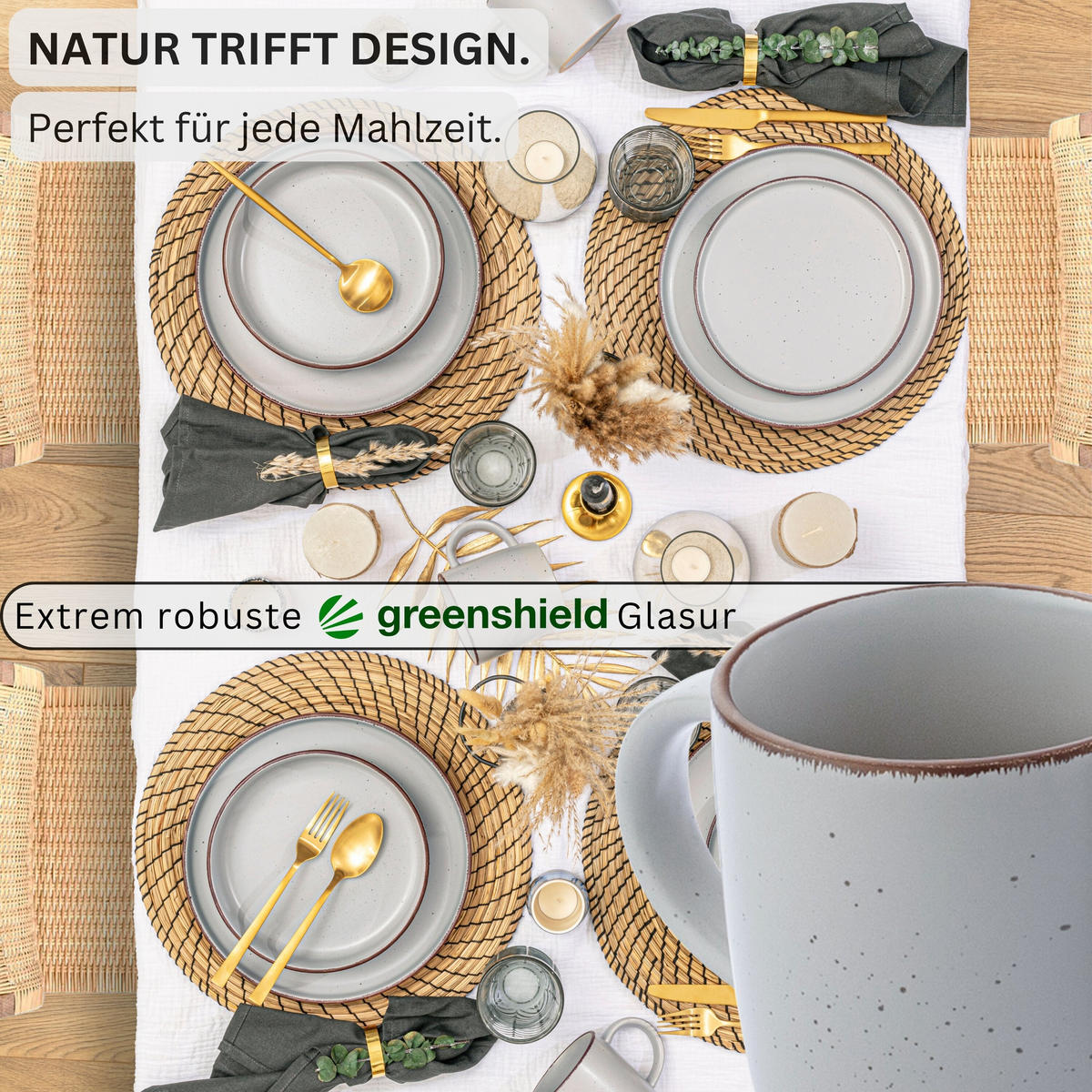 KAFFEEBECHER BOMBAY STONE - 4 teilig aus Steingut - Grau, Stein (0.8L) - Sänger