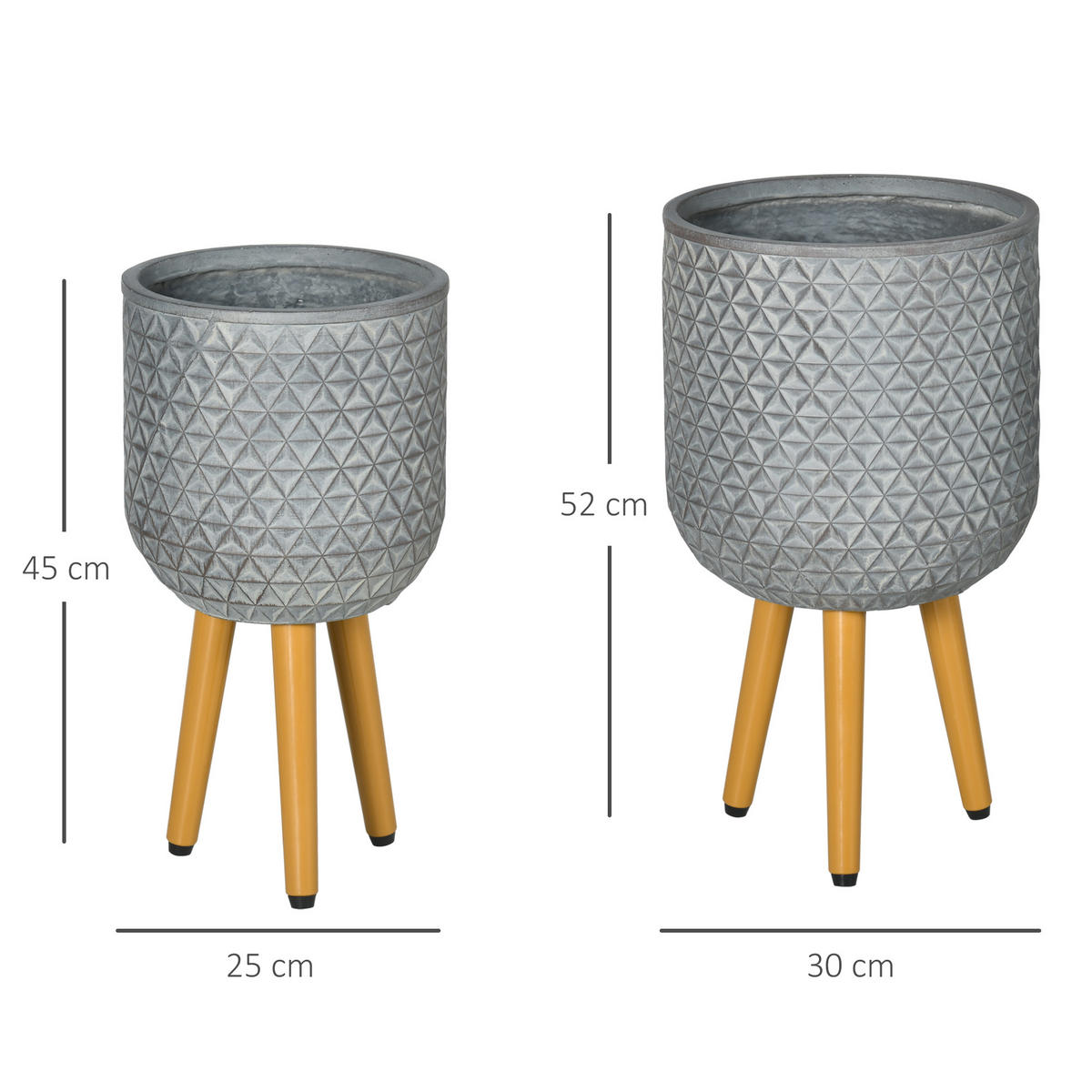 BLUMENTÖPFE, für Innen- und Außenbereich, MgO, Grau - Grau, Kunststoff (52cm) - Outsunny