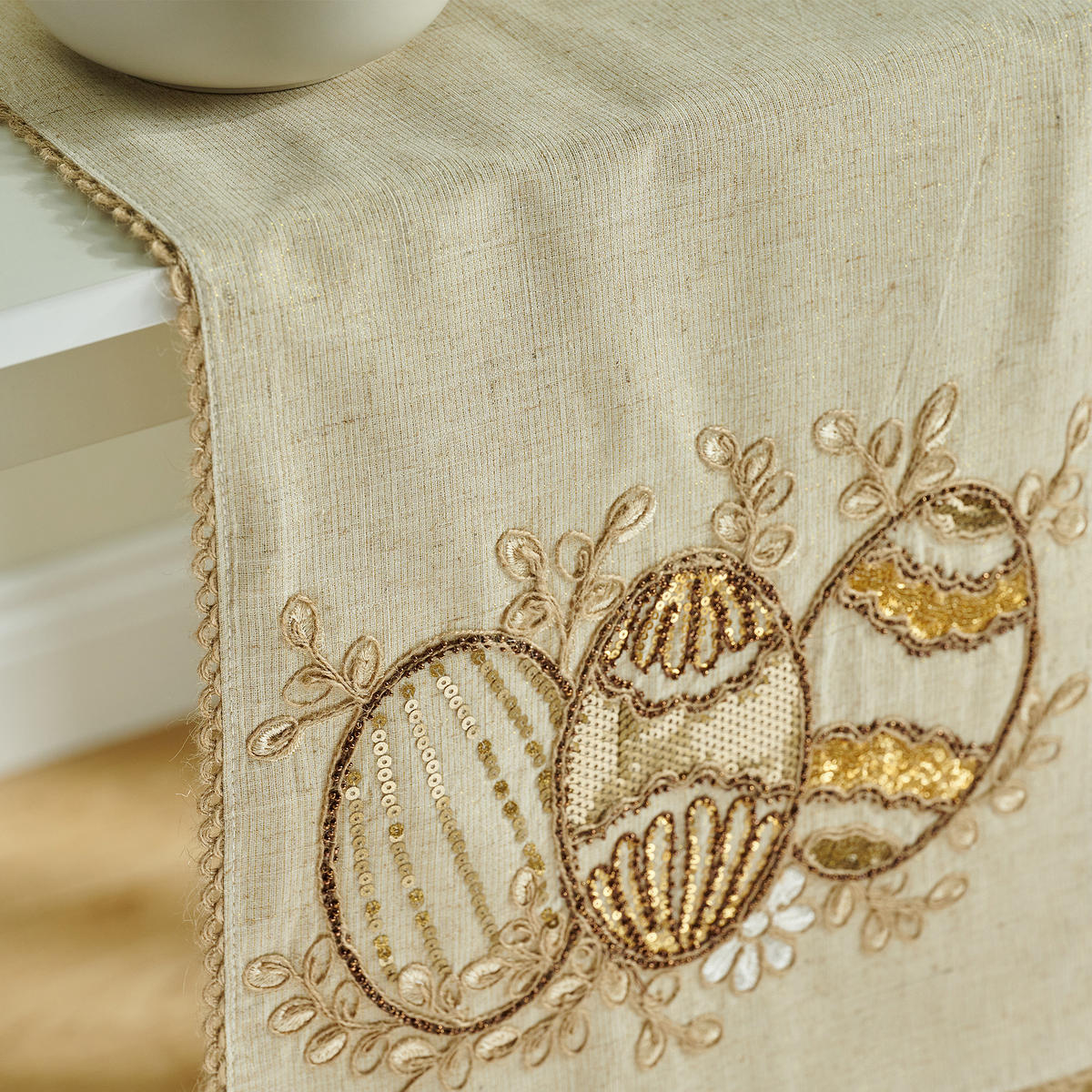 TISCHLÄUFER Oaken - Beige, Textil (180/35/1cm) - home&you