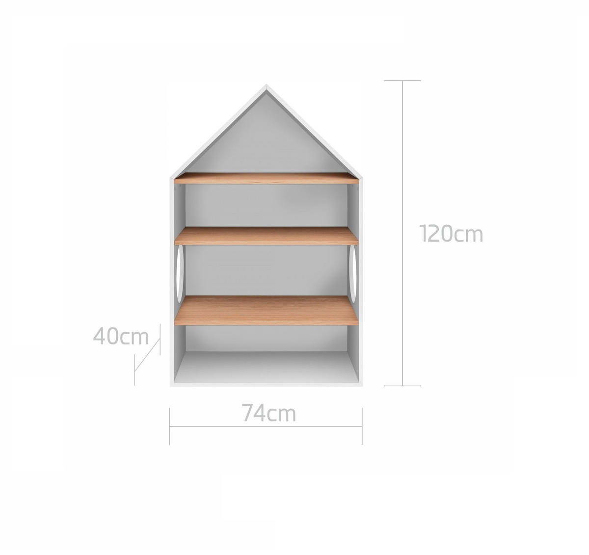 KINDERREGAL Nomi - Weiß, Holzwerkstoff (74/120/40cm) - RAUMHIRSCH FURNITURE