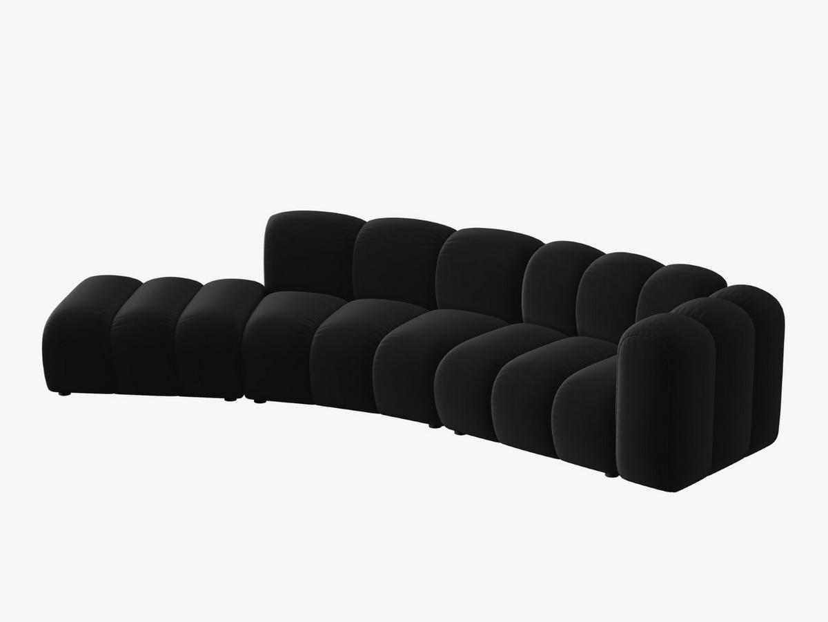 SOFA modular links Lupine aus Samt schwarz 5 Sitzplätze - Schwarz, Textil (166/70/335cm) - Micadoni