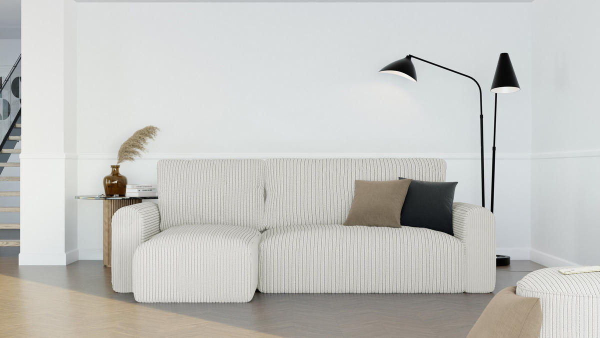 ECKSOFA mit Schlaffunktion und Bettkasten, Beige - Beige, Holzwerkstoff/Textil (244/98cm) - Idohome