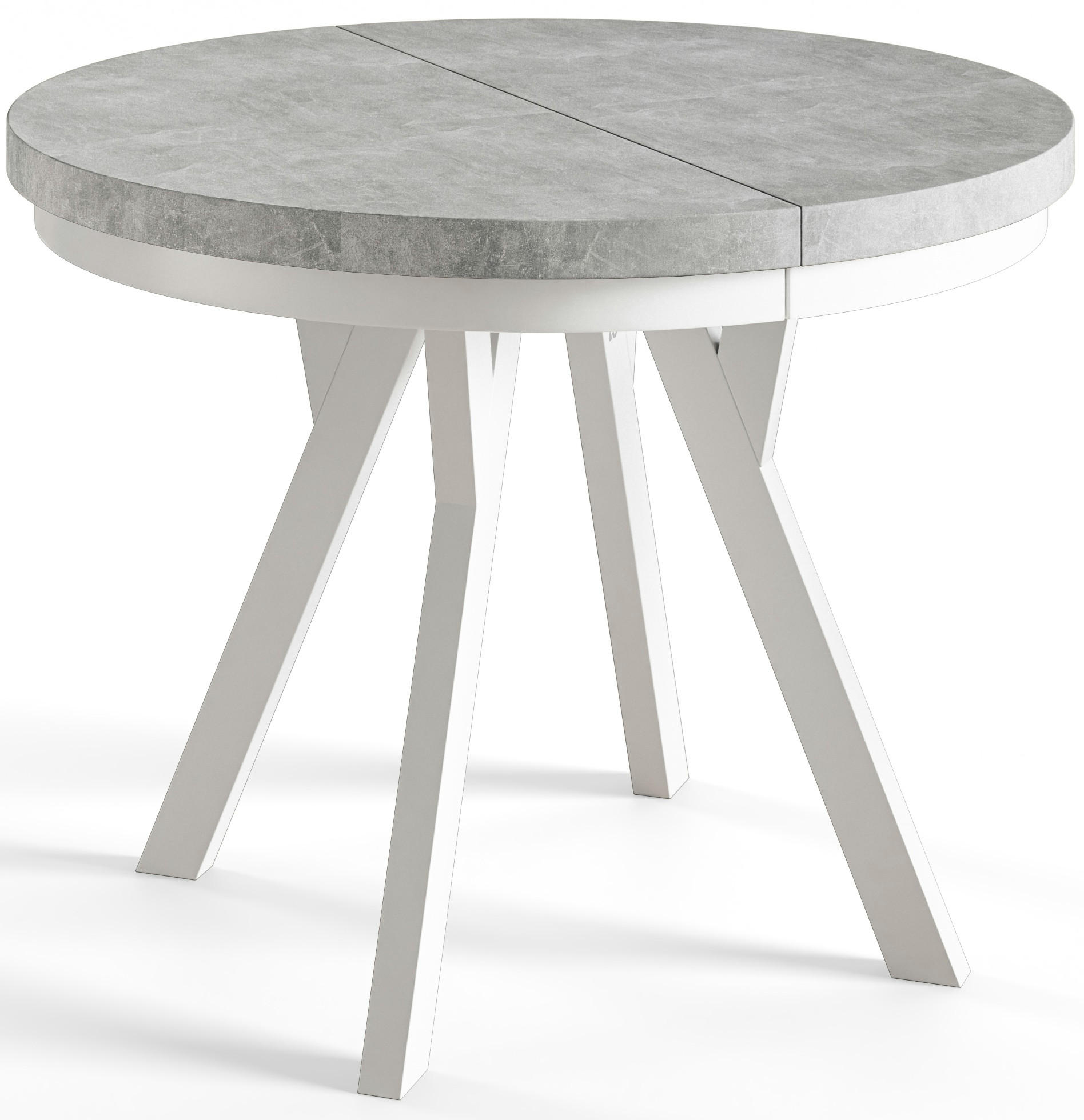 ESSZIMMERTISCH EVO, ausziehbarer Tisch 90 cm bis 190 cm, Farbe: Graphit, mit Holzbeinen in Farbe Weiß - Weiß/Grau, Holzwerkstoff (90/90/77cm) - Alpi-Möbel