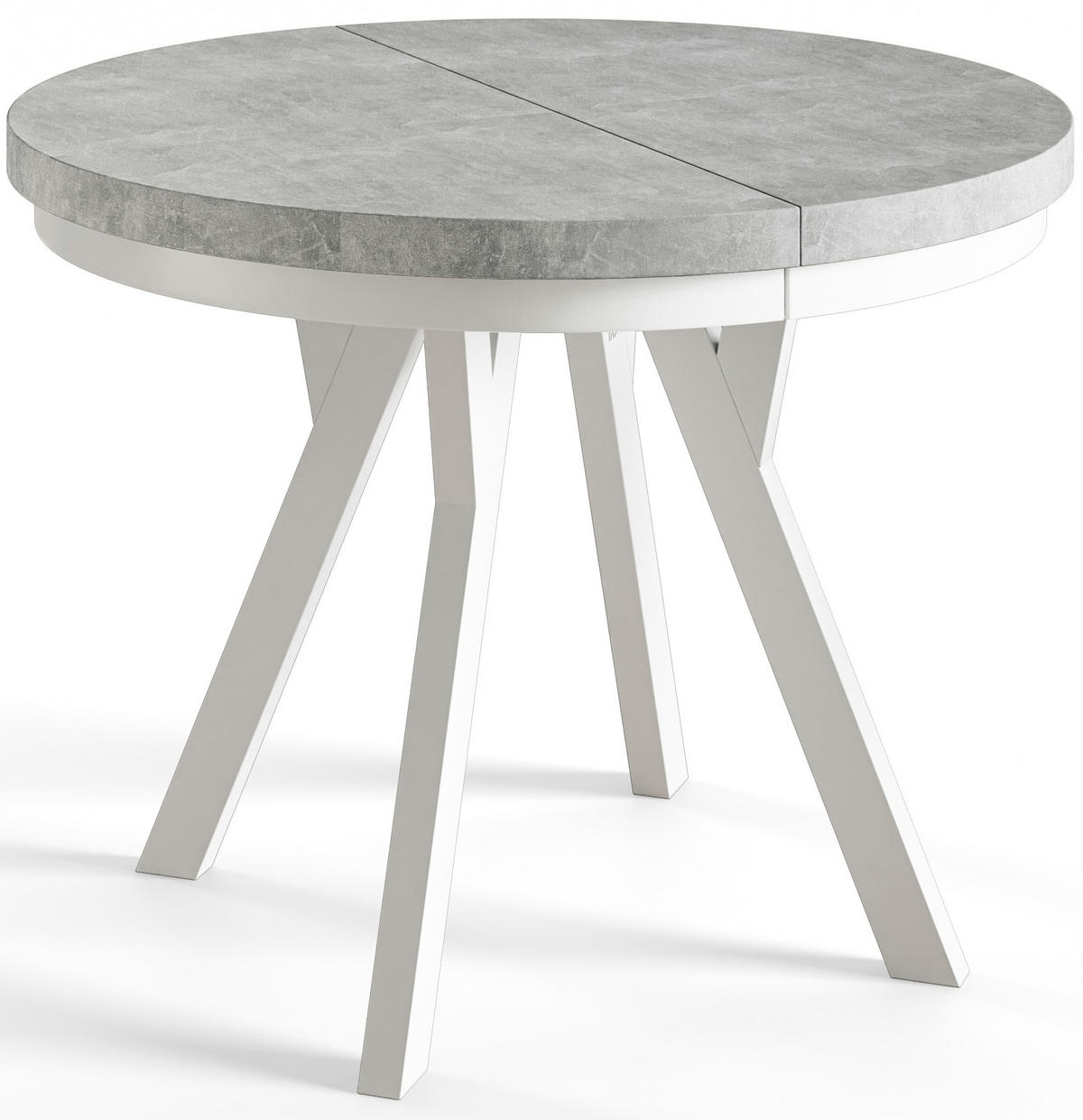 ESSZIMMERTISCH EVO, ausziehbarer Tisch 100 cm bis 200 cm, Farbe: Graphit, mit Holzbeinen in Farbe Weiß - Weiß/Grau, Holzwerkstoff (100/100/77cm) - Alpi-Möbel