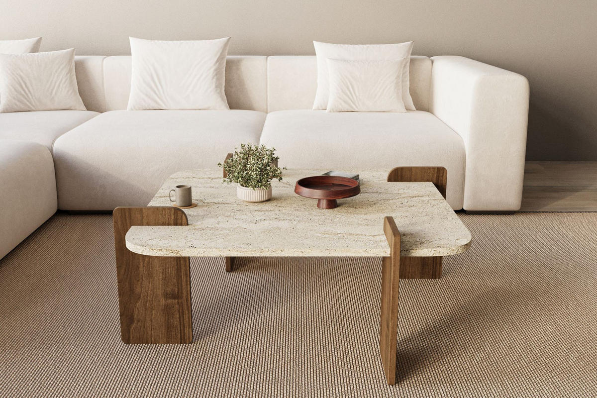 COUCHTISCH afrolli beige - Beige, Holz (90/90/35cm) - Habitat Garten