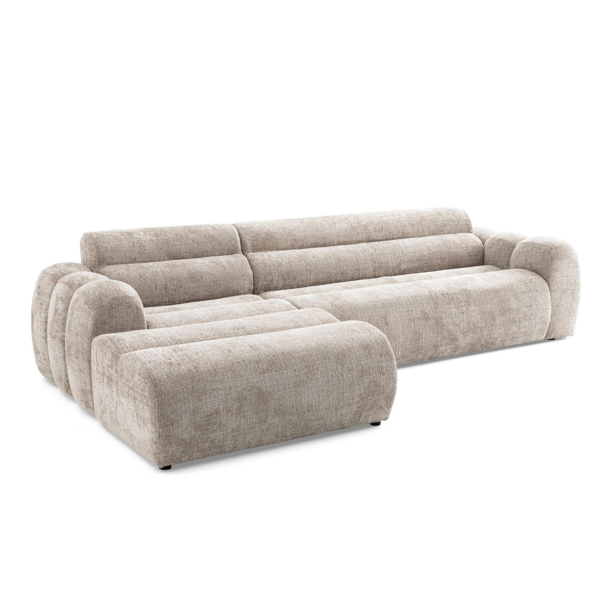 4-SITZER modulares Ecksofa VEER SET 1 Links, 298 x 175 cm, Chenille Webstoff Beige - Beige/Schwarz, Holz/Kunststoff (298/175cm) - Muffo