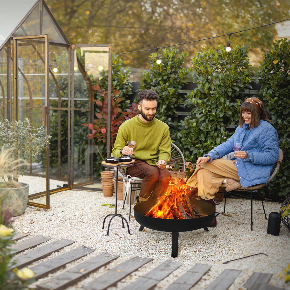 FEUERSCHALE - Schwarz, Metall (60/27/67.5cm) - ECD-Germany