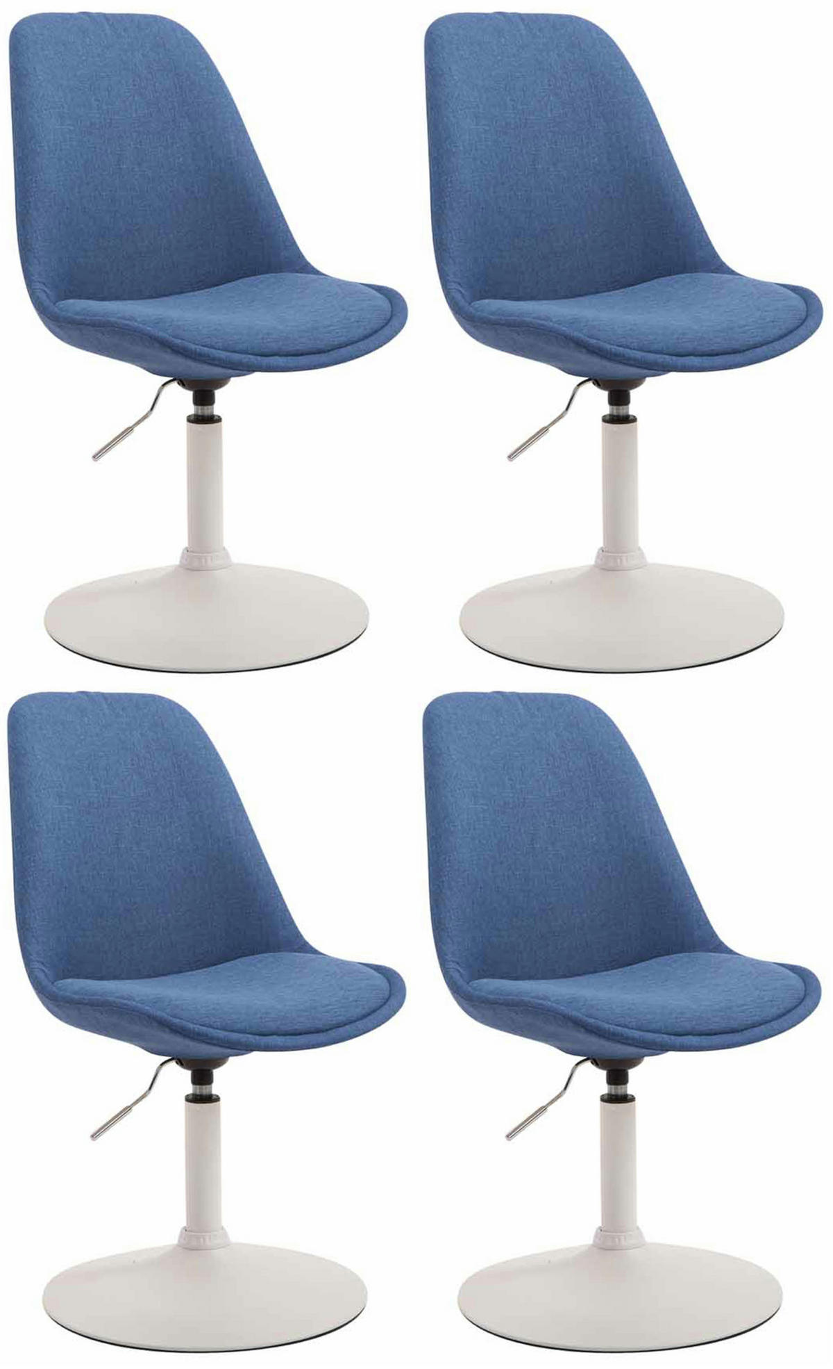 STUHL 4er Set Stoff blau - Blau/Weiß, Textil/Metall (48/76/57cm) - CLP