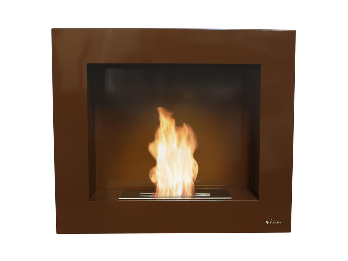 BIOETHANOL-KAMIN Braun Wandmodell inklusive 1.2 L Brennblock - Braun, Metall (70/60/20cm) - Purline