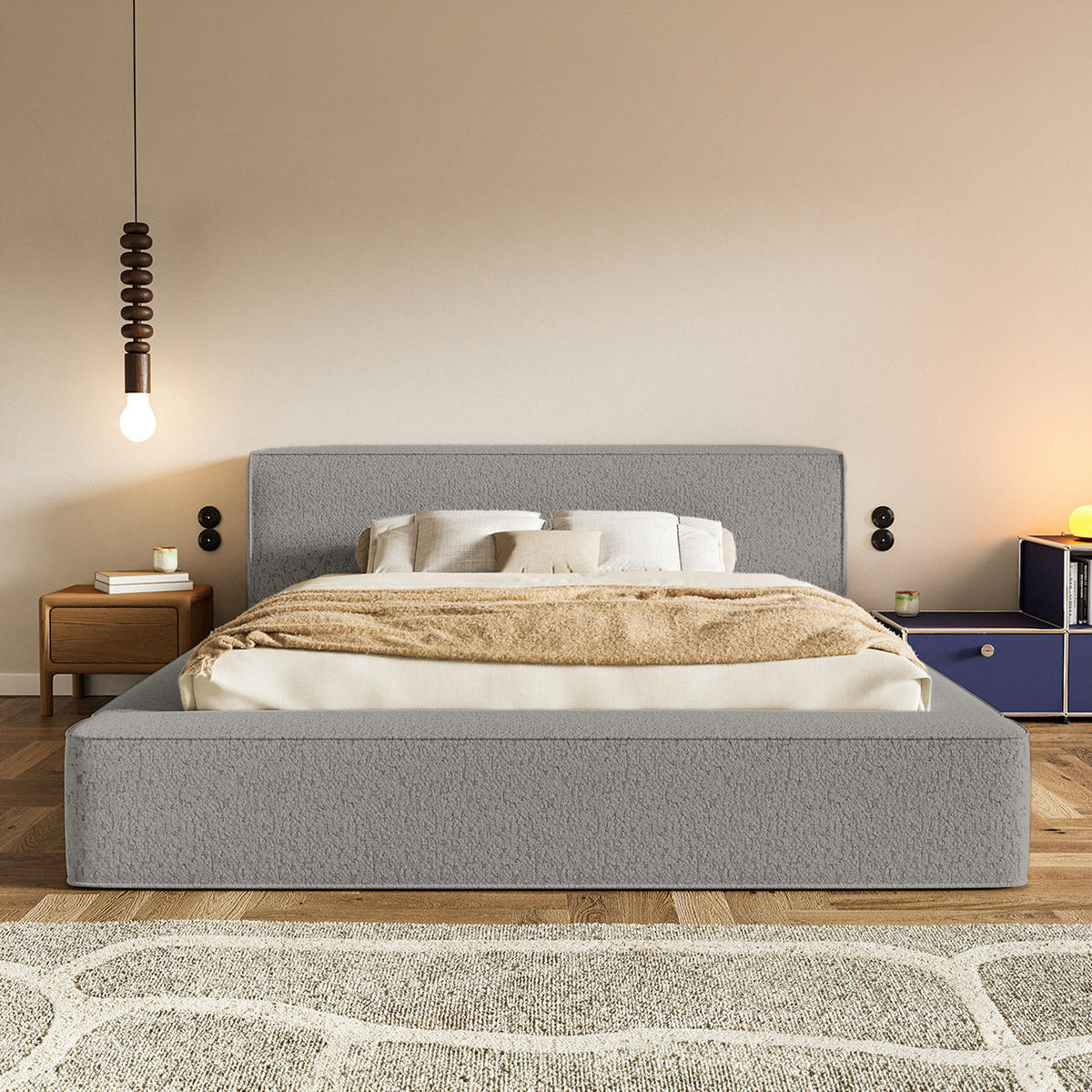 POLSTERBETT Mummo Premium 160x200 cm, Grau - Grau, Textil (200/160cm) - Fedve
