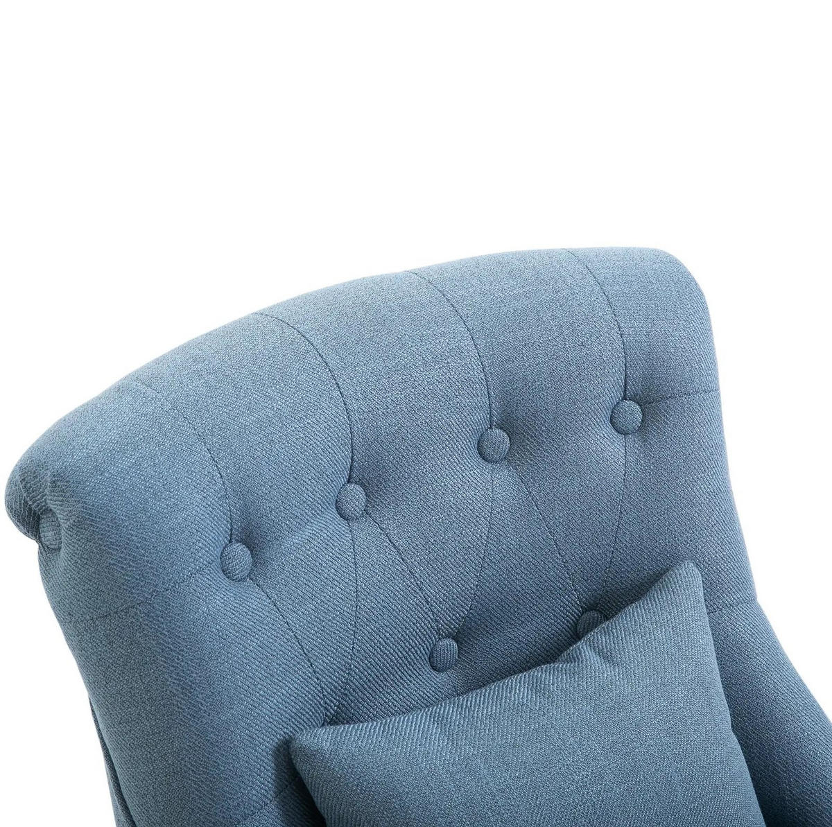 SESSEL Leinen mit Rückenkissen, Massivholzbeinen 52,5/69/77 cm Blau - Blau, Textil (69/77/52.5cm) - Redom