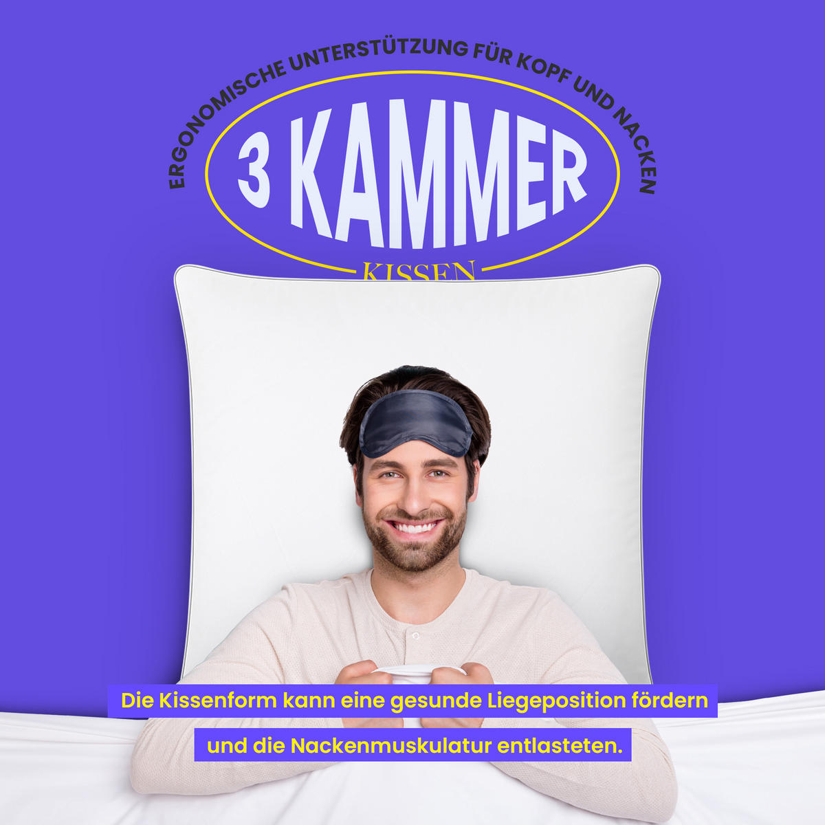 KOPFKISSEN 3-Kammer mit Federfüllung 80 x 80 cm - Weiß, Textil (80/80cm) - Bestlivings