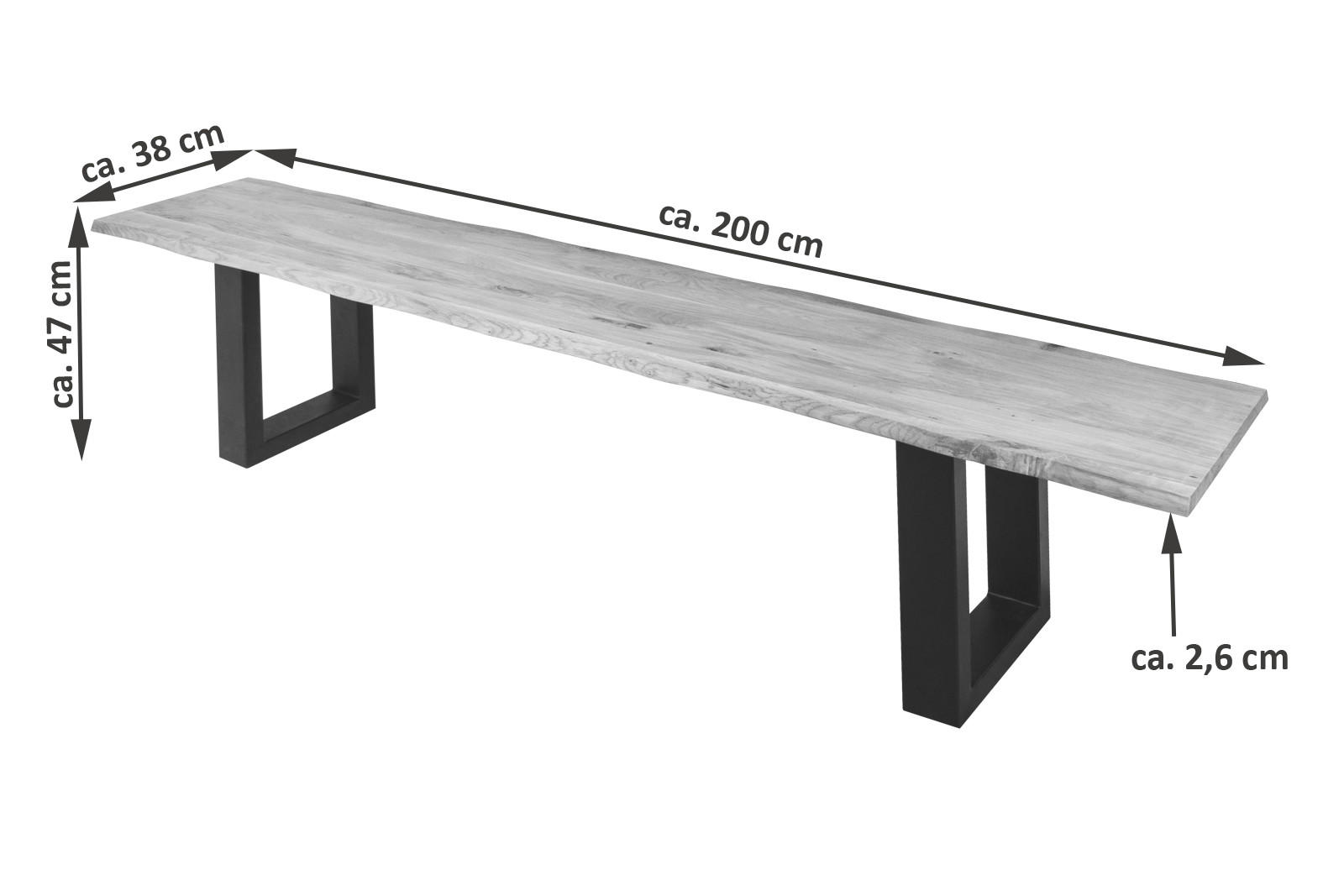 SITZBANK ENRICO - Beige/Schwarz, Holz/Metall (200/47/42cm) - SAM