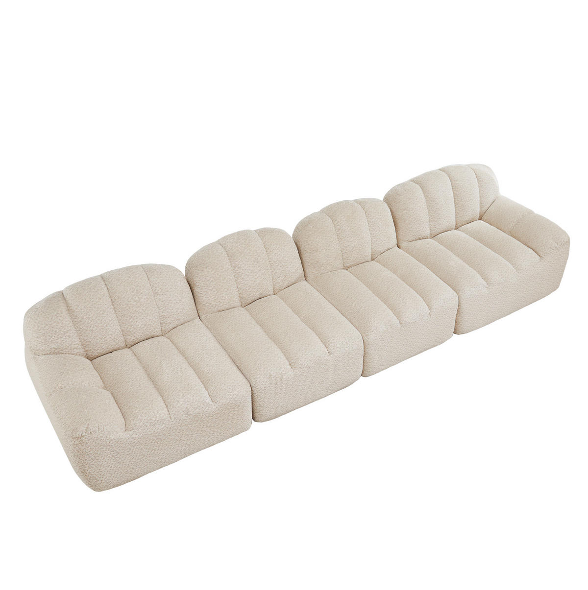 SOFA modular 4-Sitzer frameless Beige White - Beige, Kunststoff (104/79/366cm) - Meubliv