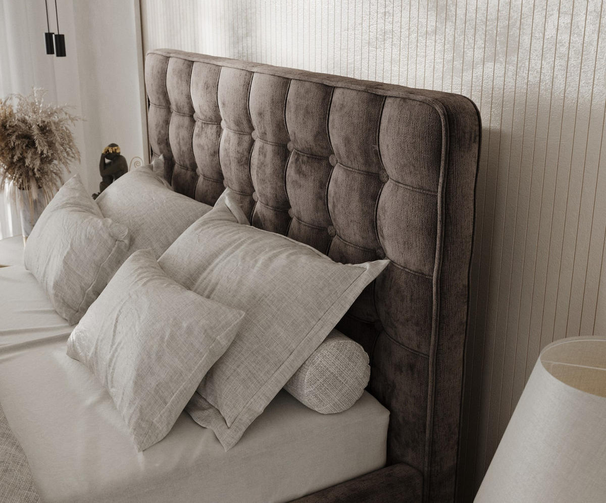 POLSTERBETT Paloma 140/200 cm Braun im Lotta Stoff - Naturfarben/Braun, Holz/Holzwerkstoff (140/200cm) - AltaBeds