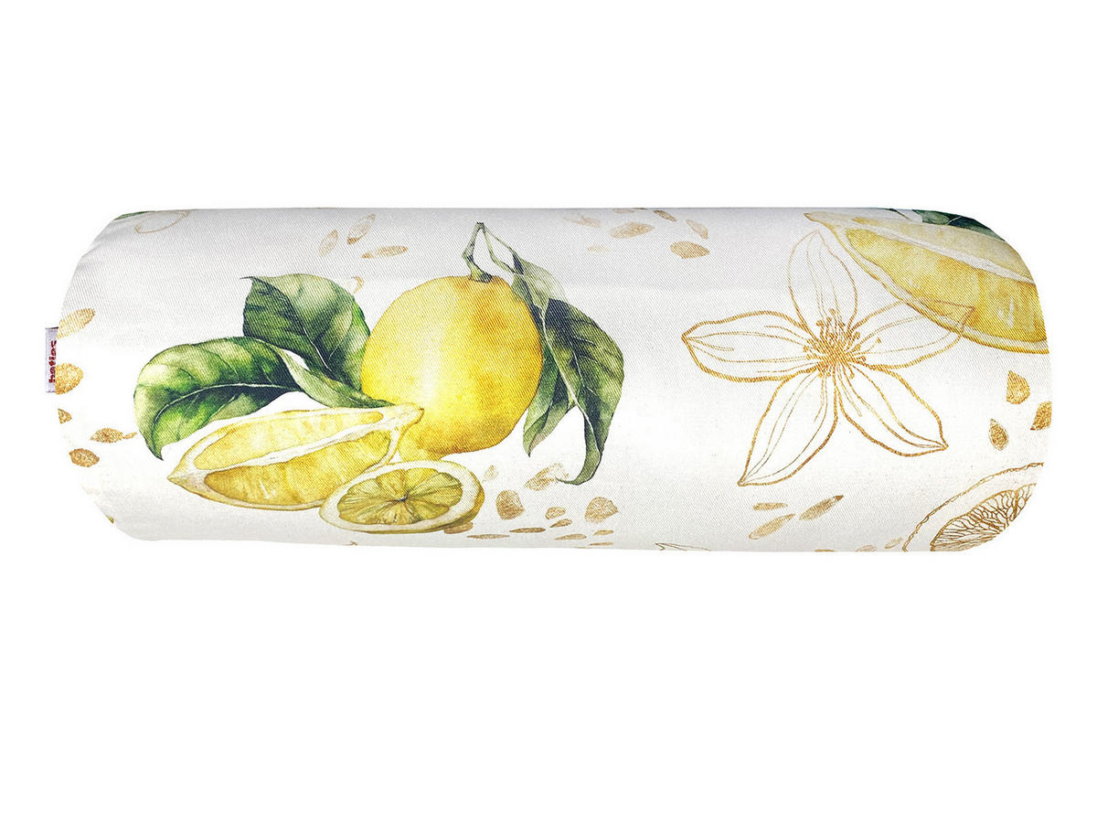 NACKENROLLENHÜLLE Italy Collection Zitronen 15/40 cm - Ecru/Gelb, Textil (15/40cm) - beties Heimtextil