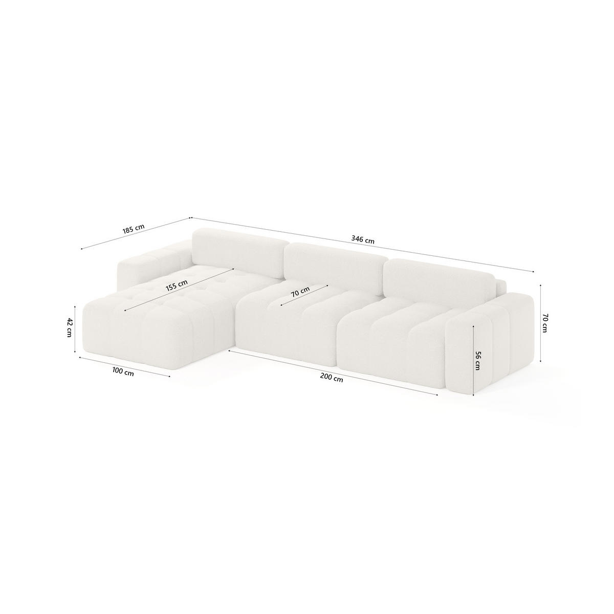 ECKSOFA RIFU SO 300x140 cm, Beige - Beige, Textil (346/185cm) - Fedve