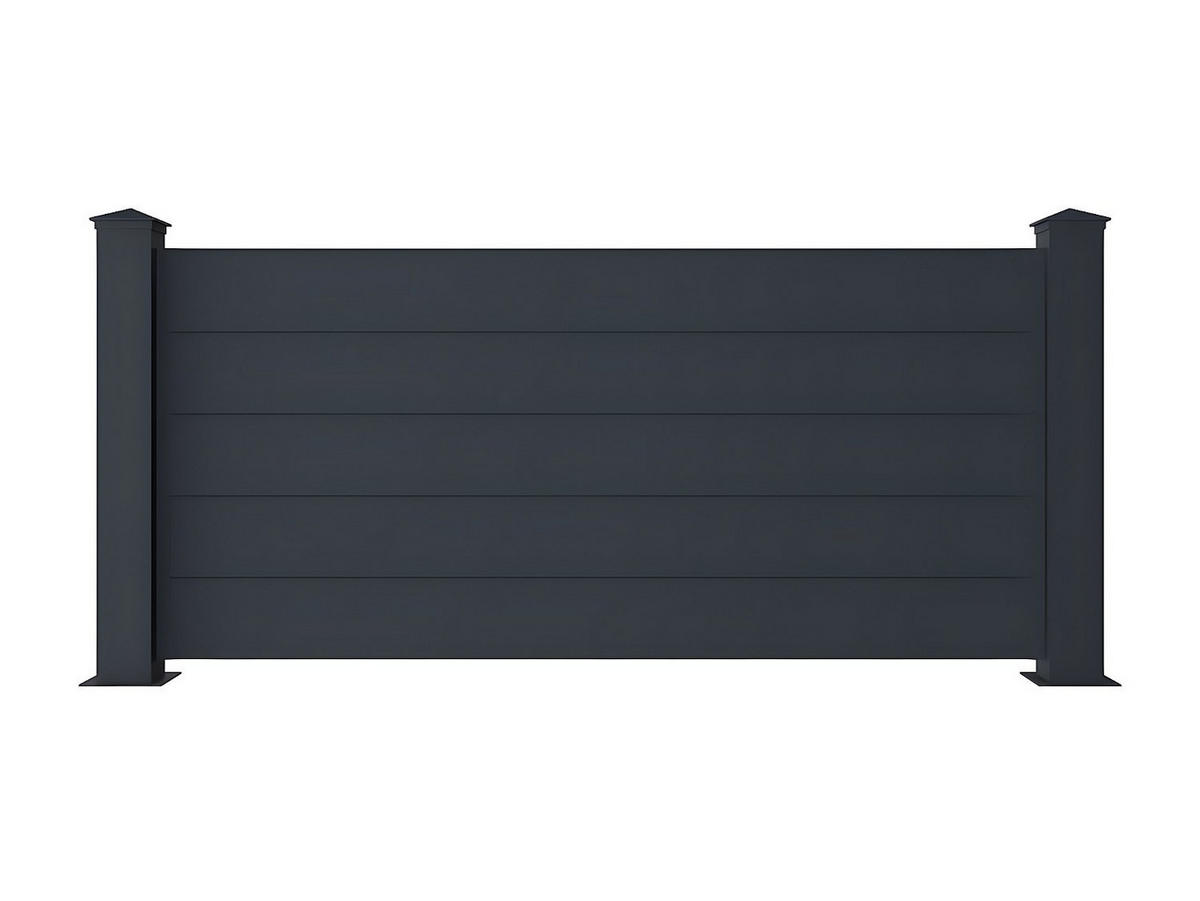 ZAUN - 189cm x 10.3cm - Aluminium - anthrazitgrau - NAZARIO - Anthrazit, Metall (189/78cm) - Vente-Unique