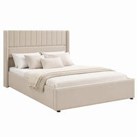 POLSTERBETT mit Bettkasten 160x200 cm Leinen Beige - Beige, Metall (160/200cm) - Meubliv