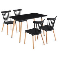 ESSGRUPPE SHANNON/RAVI 5er Set schwarz - Schwarz, Holz/Holzwerkstoff - IDIMEX