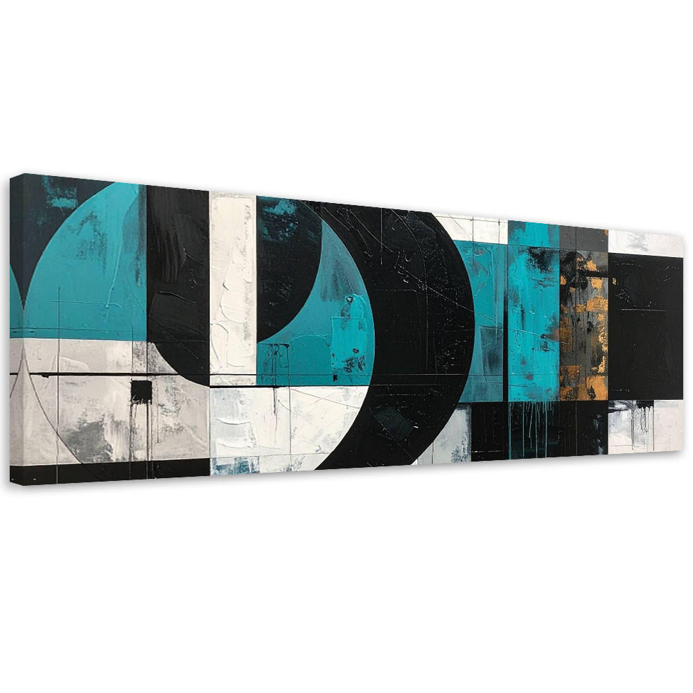 LEINWANDBILD 3D und geometrisch 150x50cm - Türkis, Textil (150/50cm) - Feeby