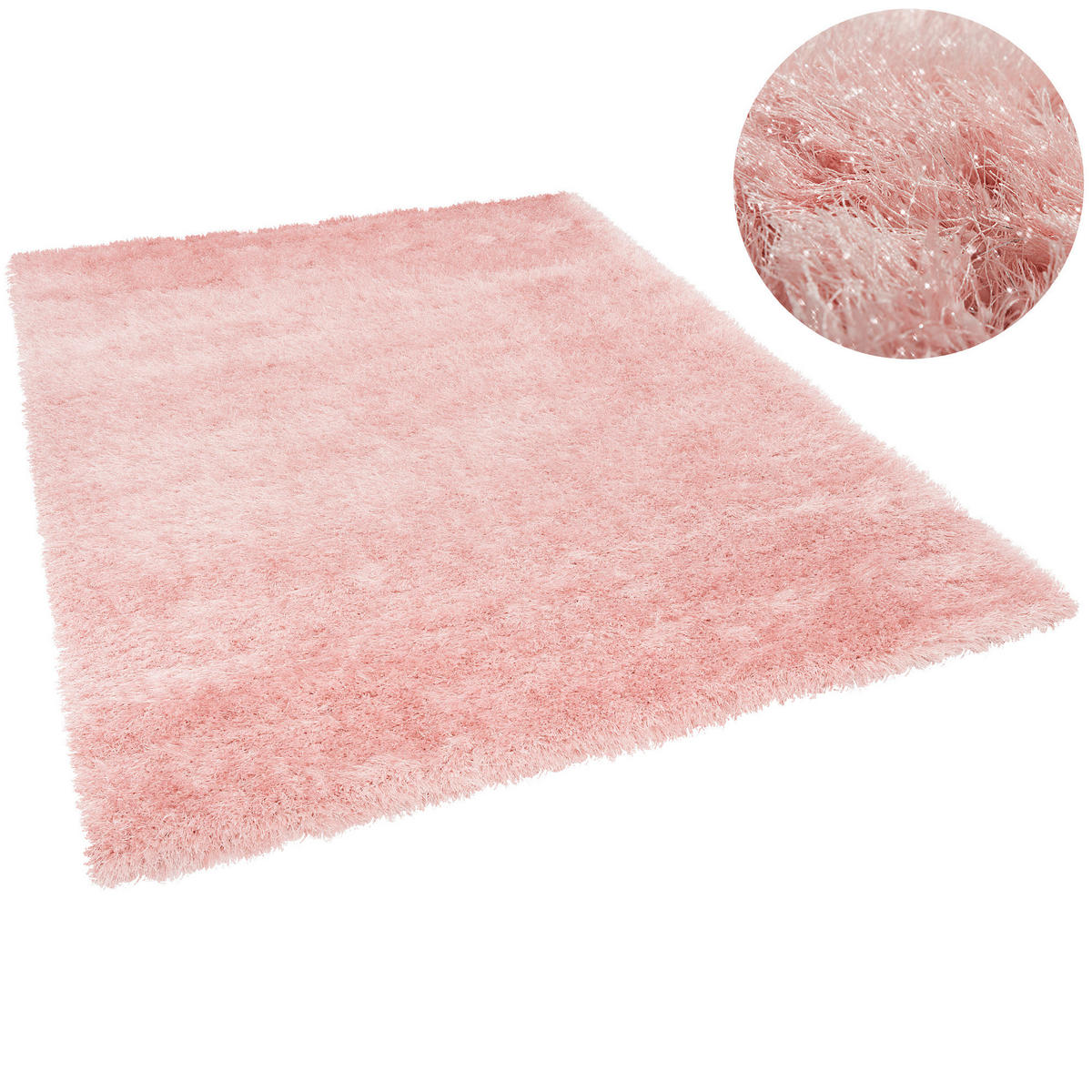 HOCHFLOR LANGFLOR SHAGGY TEPPICH GLOW - Rosa, Textil (140/200cm) - Pergamon