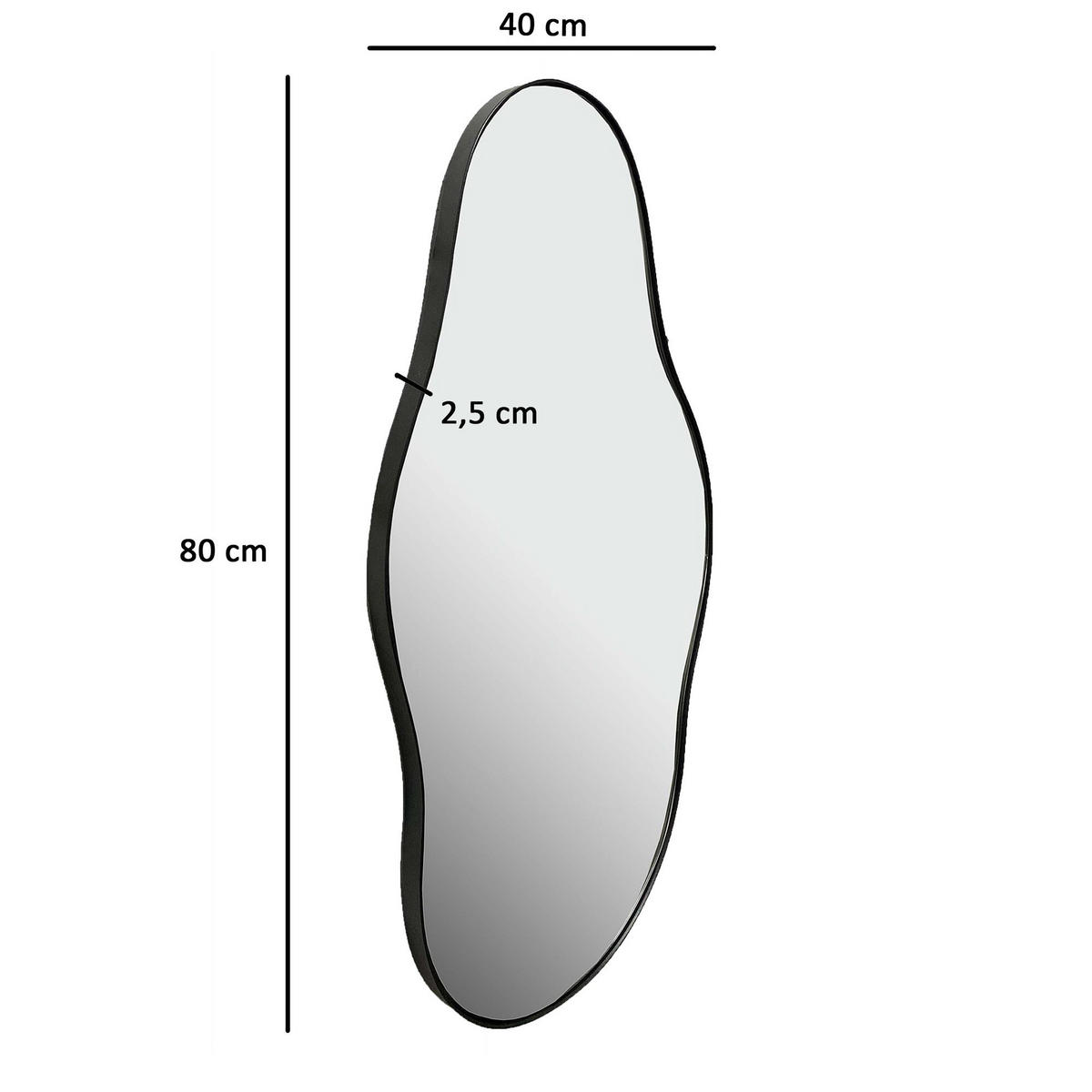 WANDSPIEGEL Asymmetrisch Metall Schwarz 40x80 cm Moderner Rahmen - Schwarz, Glas (40/80/3cm) - KADIMA DESIGN