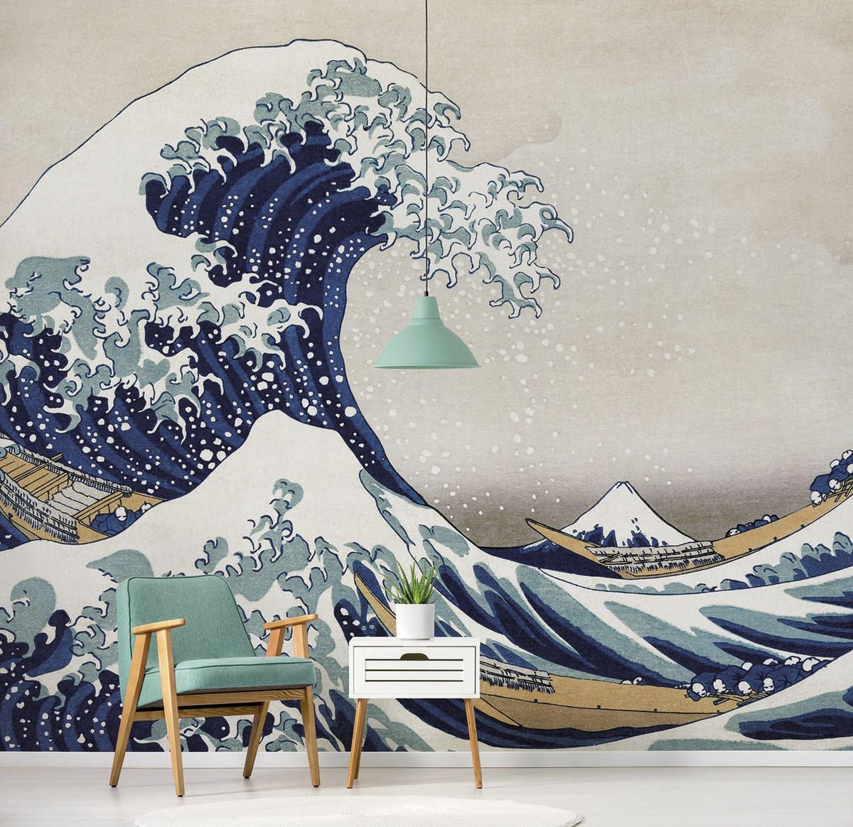 FOTOTAPETE Japanische Kunst 424 x 280 cm - Blau, Papier (424/280cm) - Sanders & Sanders