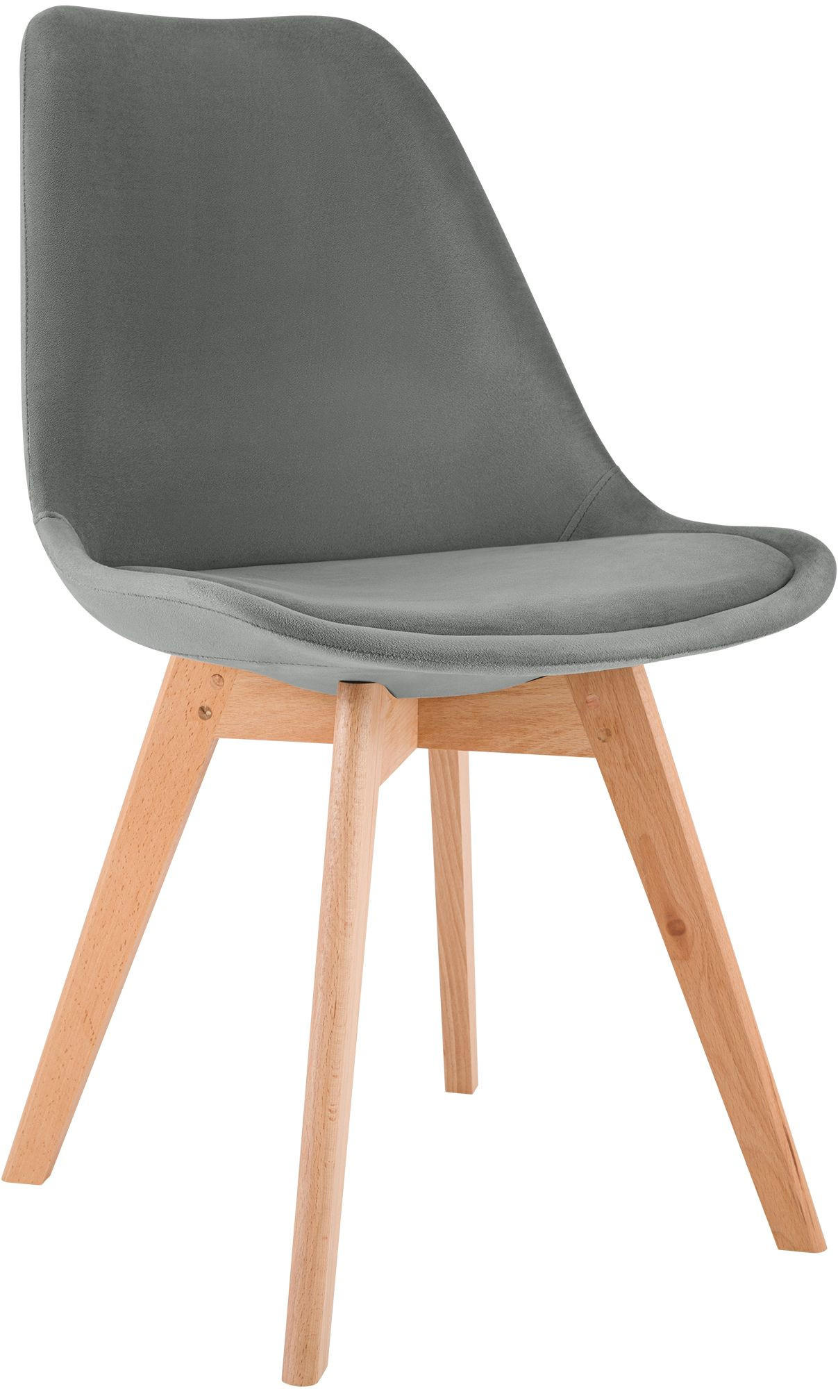 STUHL Samt grau - Eukalyptusholzfarben/Grau, Holz/Textil (49/83/50cm) - CLP
