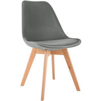 STUHL Samt Grau - Eukalyptusholzfarben/Grau, Holz/Textil (49/83/50cm) - CLP