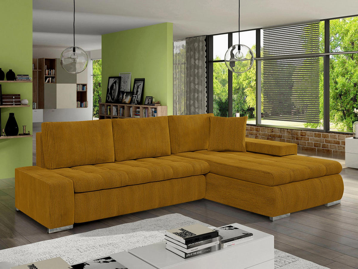 ECKSOFA Orkan Mini Cord - Bronzefarben, Holz/Textil (265/185cm) - MIRJAN24