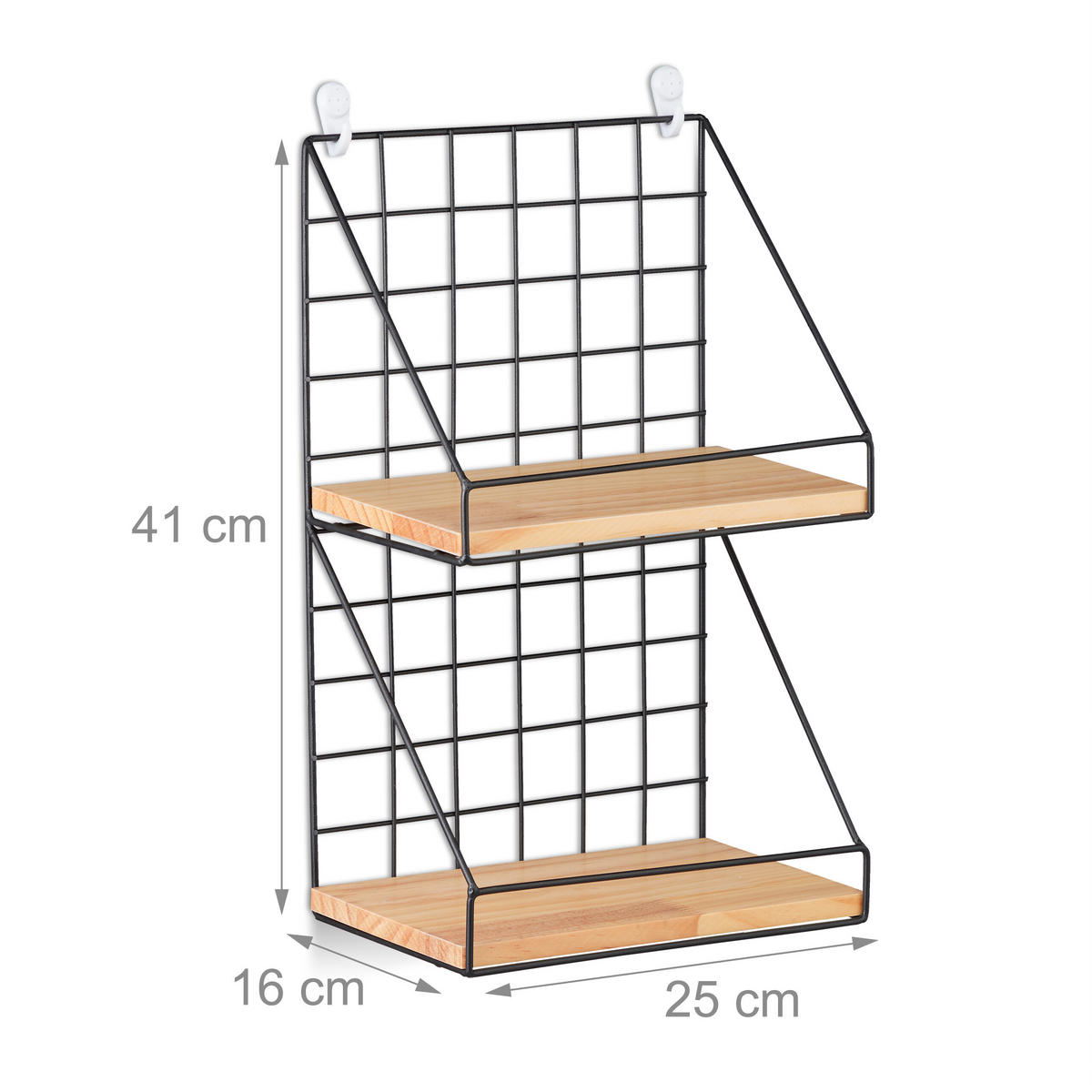 WANDREGAL - Schwarz, Holzwerkstoff/Metall (25/41/26cm) - Relaxdays