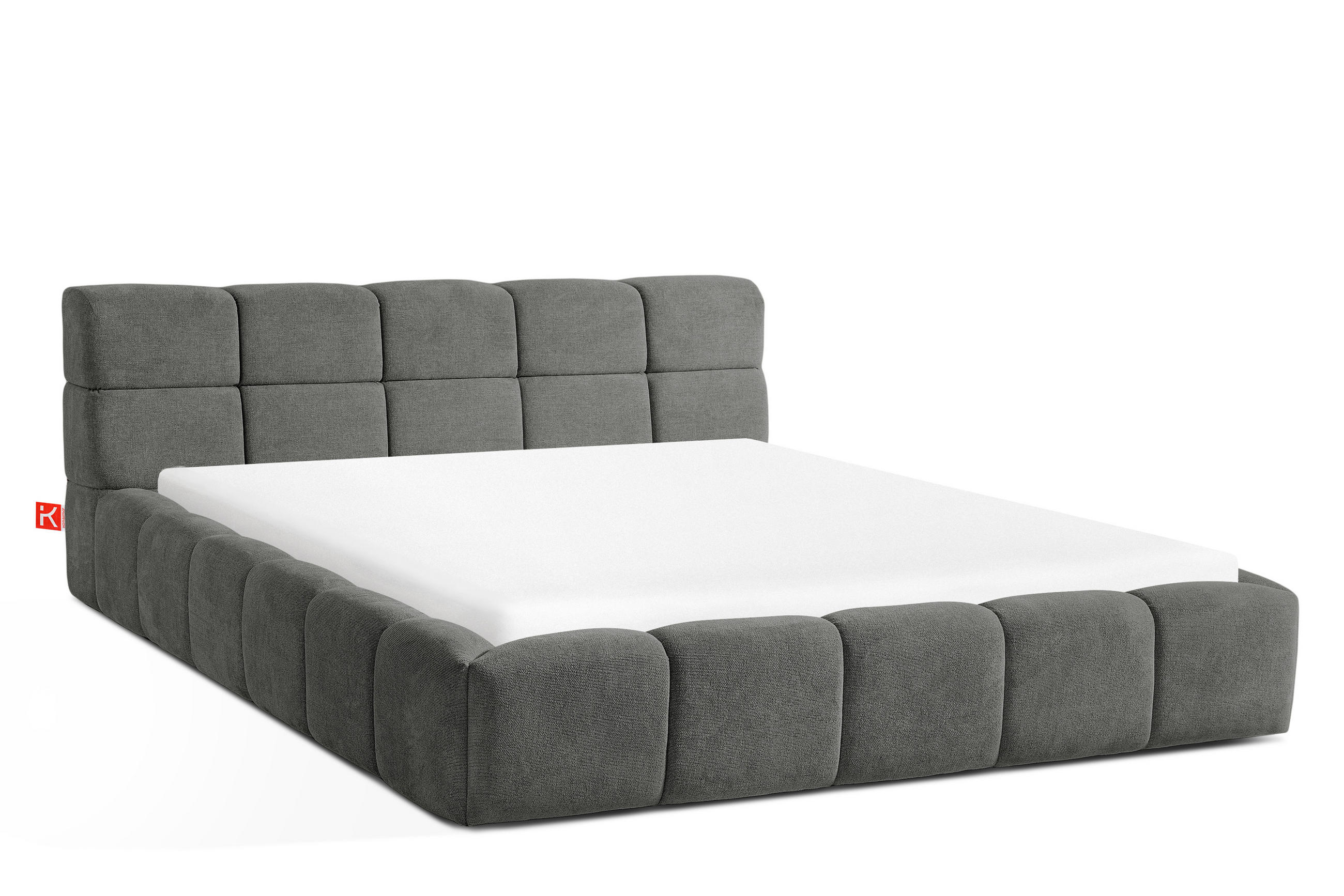 POLSTERBETT AERI 140/160/180/200 mit Rahmen und Bettkasten, grau - Grau, Holz/Holzwerkstoff (180/200cm) - KONSIMO®