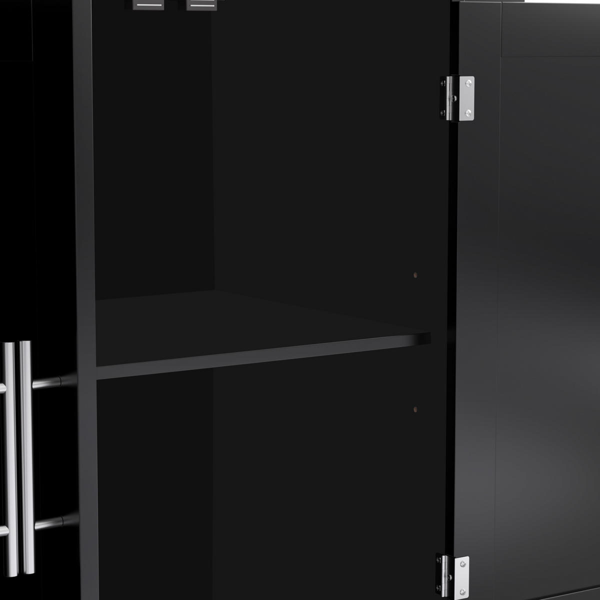 KÜCHENINSEL 120x70x91.5cm Schwarz mit Falttisch,Doppeltüren & Rollen/Füßen - Schwarz, Holzwerkstoff (120/91.5/71cm) - Modfu