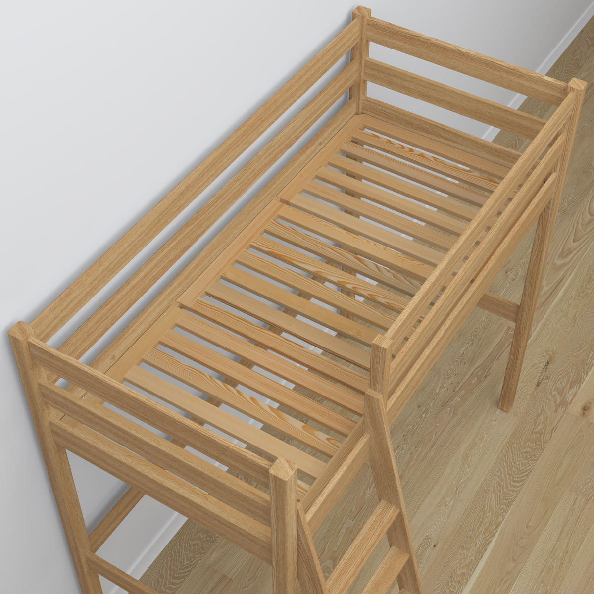 HOCHBETT N03 mit Schreibtisch Eiche Natur 90/180 - Eiche Artisan, Naturmaterialien/Holz (90/180cm) - N-Wood