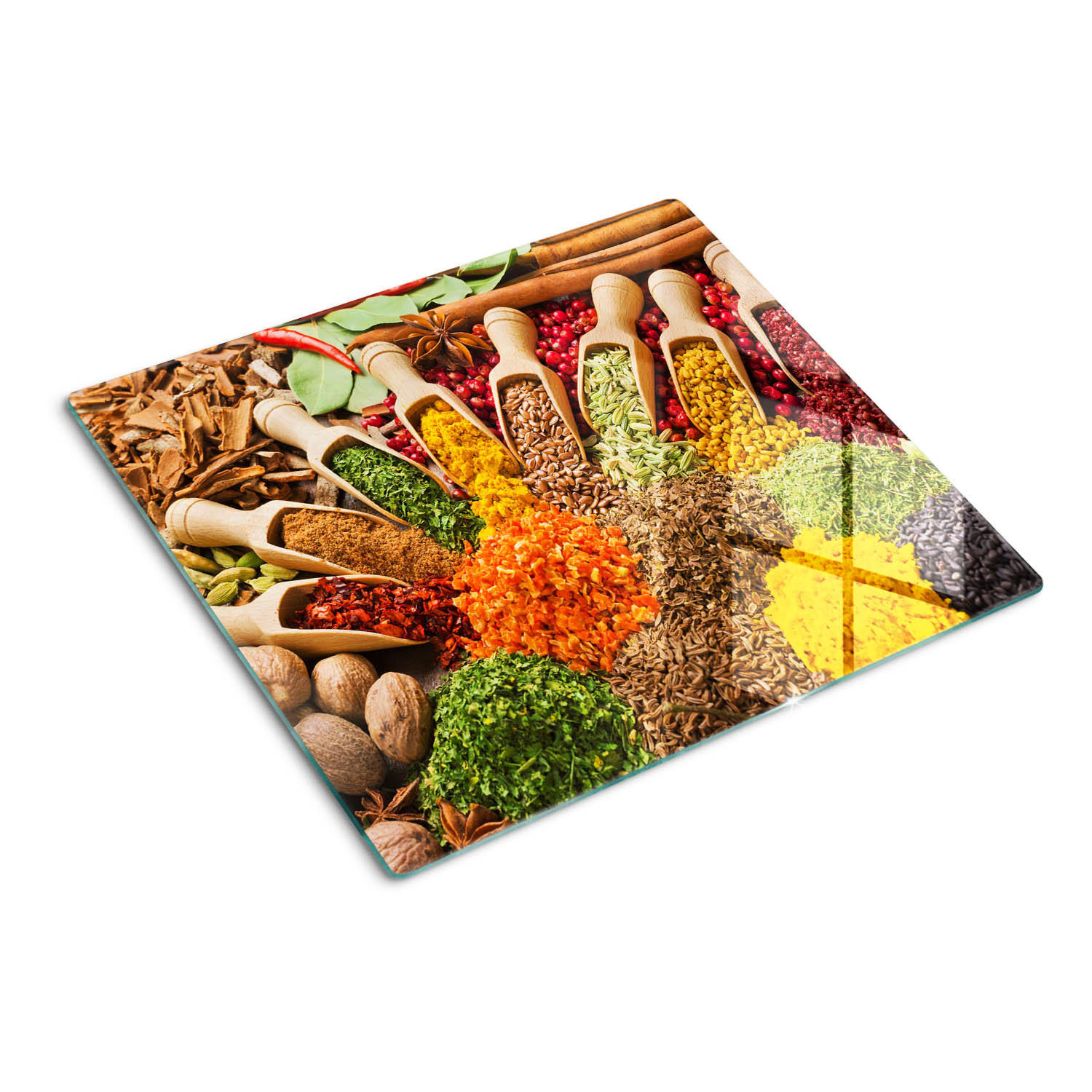 GLASPLATTE 60x52 cm Bunte Gewürze - Multicolor, Glas (60/0.4/52cm) - TULUP