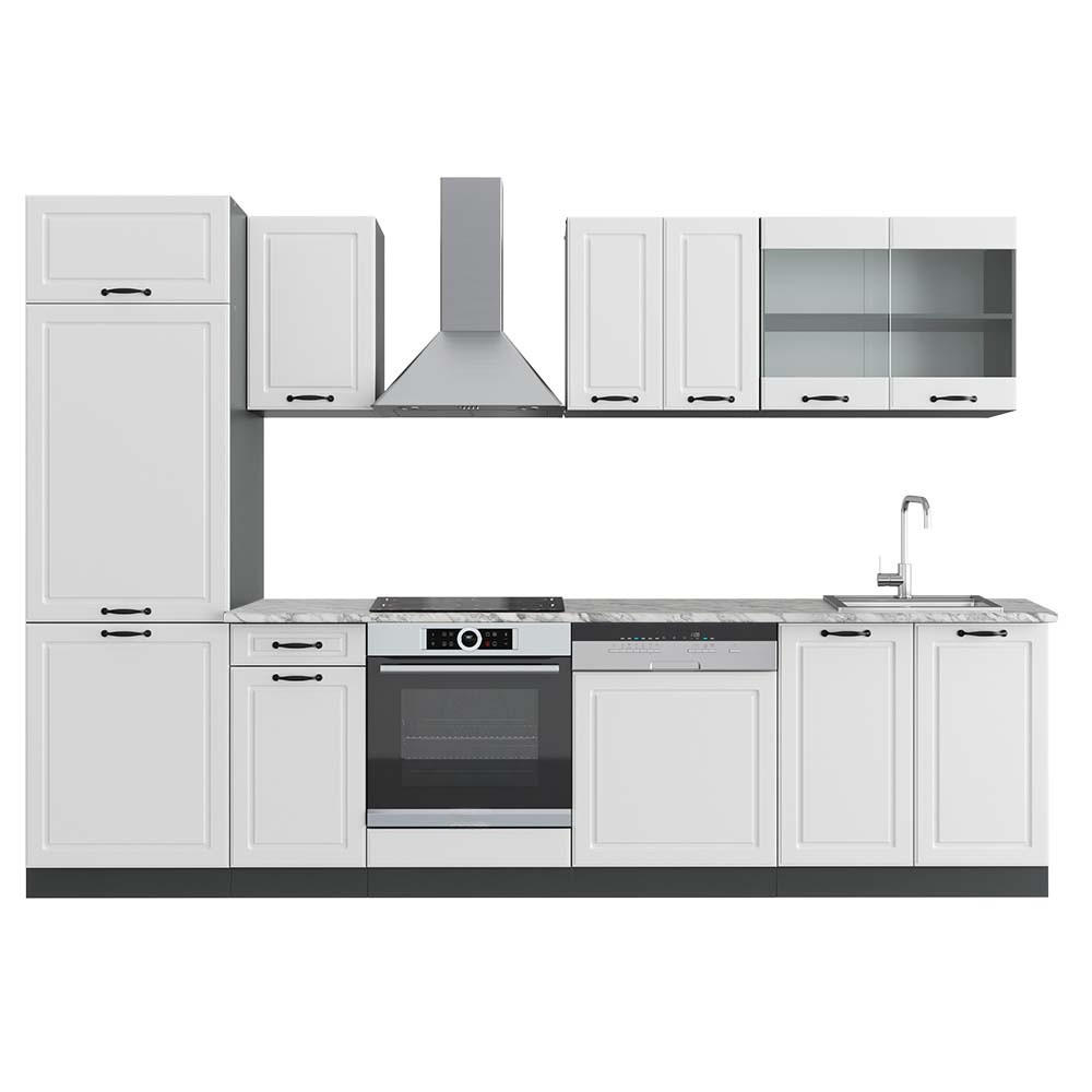 KUHINJSKI BLOK R-Line Bela podeželska hiša/antracit 300 cm , DP Marmor - bela/antracit, leseni material (300/81.6/60cm) - Vicco