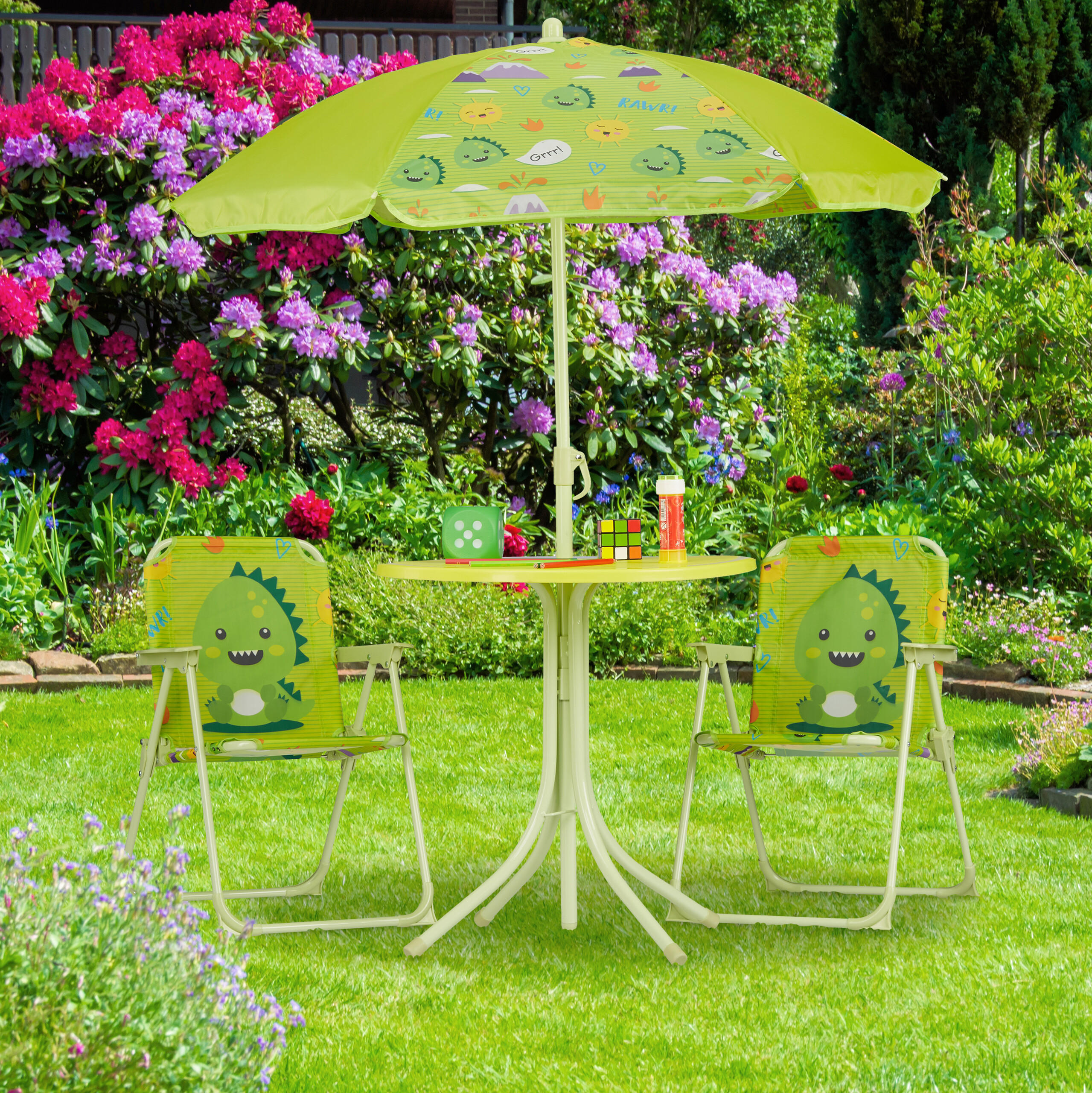 CAMPING-KINDERSITZGRUPPE - Grün, Kunststoff/Textil - Relaxdays
