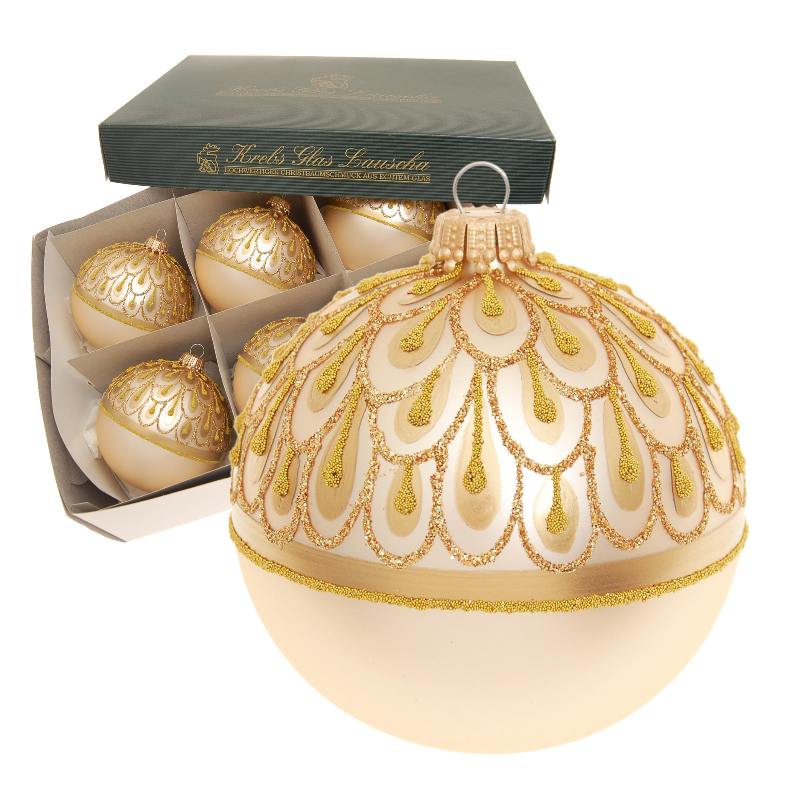 Krebs Glas Lauscha Christbaumkugeln Gold 8x8x8 cm