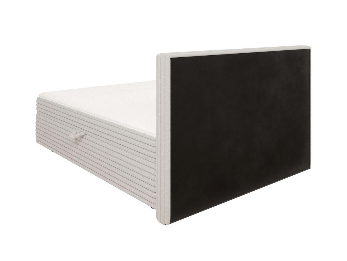 BOXBETT Roma 160/200 cm Hellgrau Plüschcord - Hellgrau/Schwarz, Holz/Kunststoff (160/200cm) - S-Style Möbel