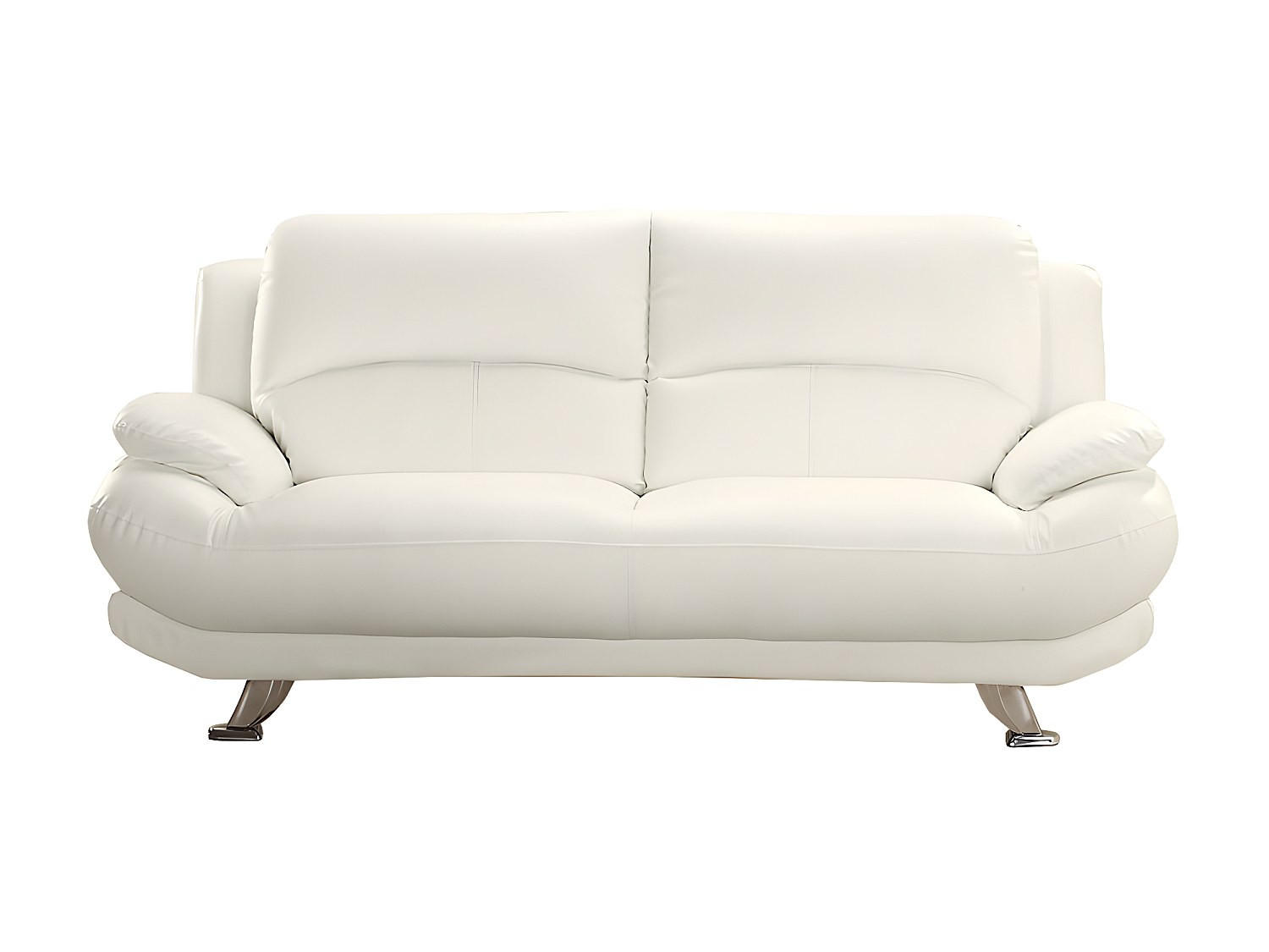 SOFA - 3 Personen - kunstleder - elfenbeinfarben Musko - Weiß, Leder/Metall (200/89/91cm) - Vente-Unique