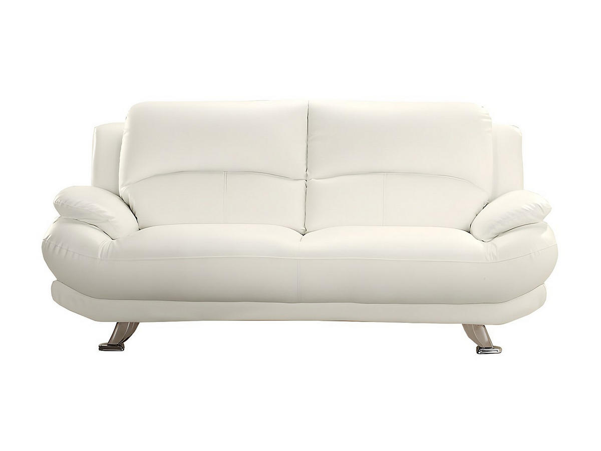 SOFA ohne Schlafmöglichkeit - -Sitzer - Kunstleder - Elfenbeinfarben - - Weiß, Leder (200/89/91cm) - Vente-Unique