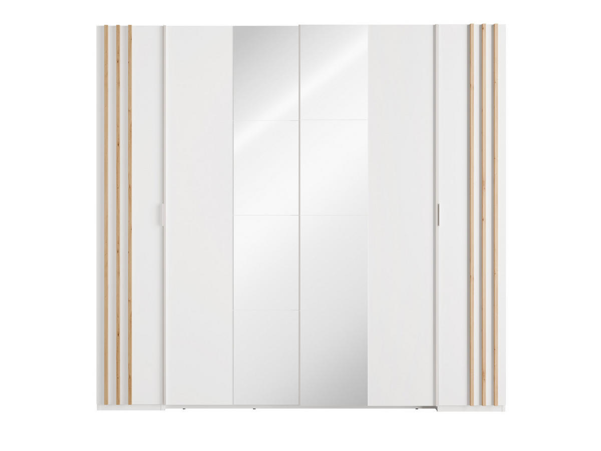 SCHIEBETÜRENSCHRANK FLOVIA 20 - 219,6×207,5×62 cm mit Spiegel Alpinweiß - Weiß, Holz/Holzwerkstoff (219.6/207.5/62cm) - Milaros Markt