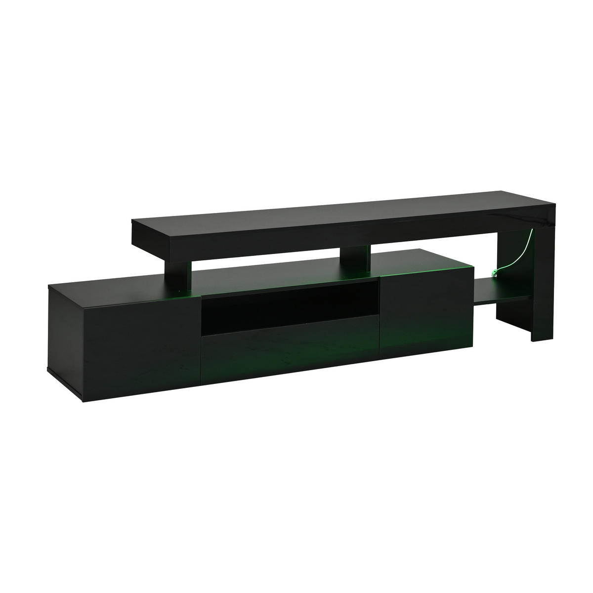 TV-SCHRANK 192/37/53 cm Schwarz mit LED und 3 schränke - Schwarz, Holzwerkstoff (192/53/37cm) - Oxeza