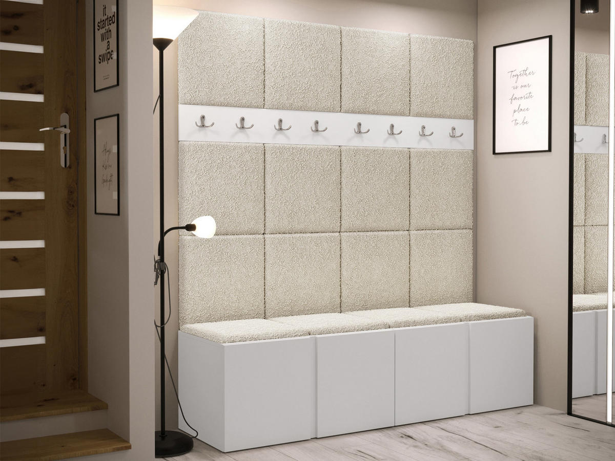 GARDEROBEN-SET Orion V - Creme/Weiß, Holzwerkstoff/Kunststoff (168/186/46cm) - MIRJAN24