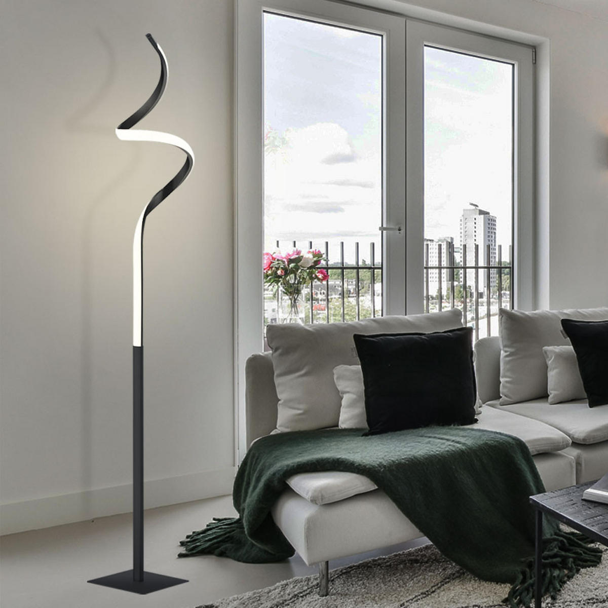 LED STEHLEUCHTE Course Schwarz Matt - Schwarz, Metall (20/20/145cm)