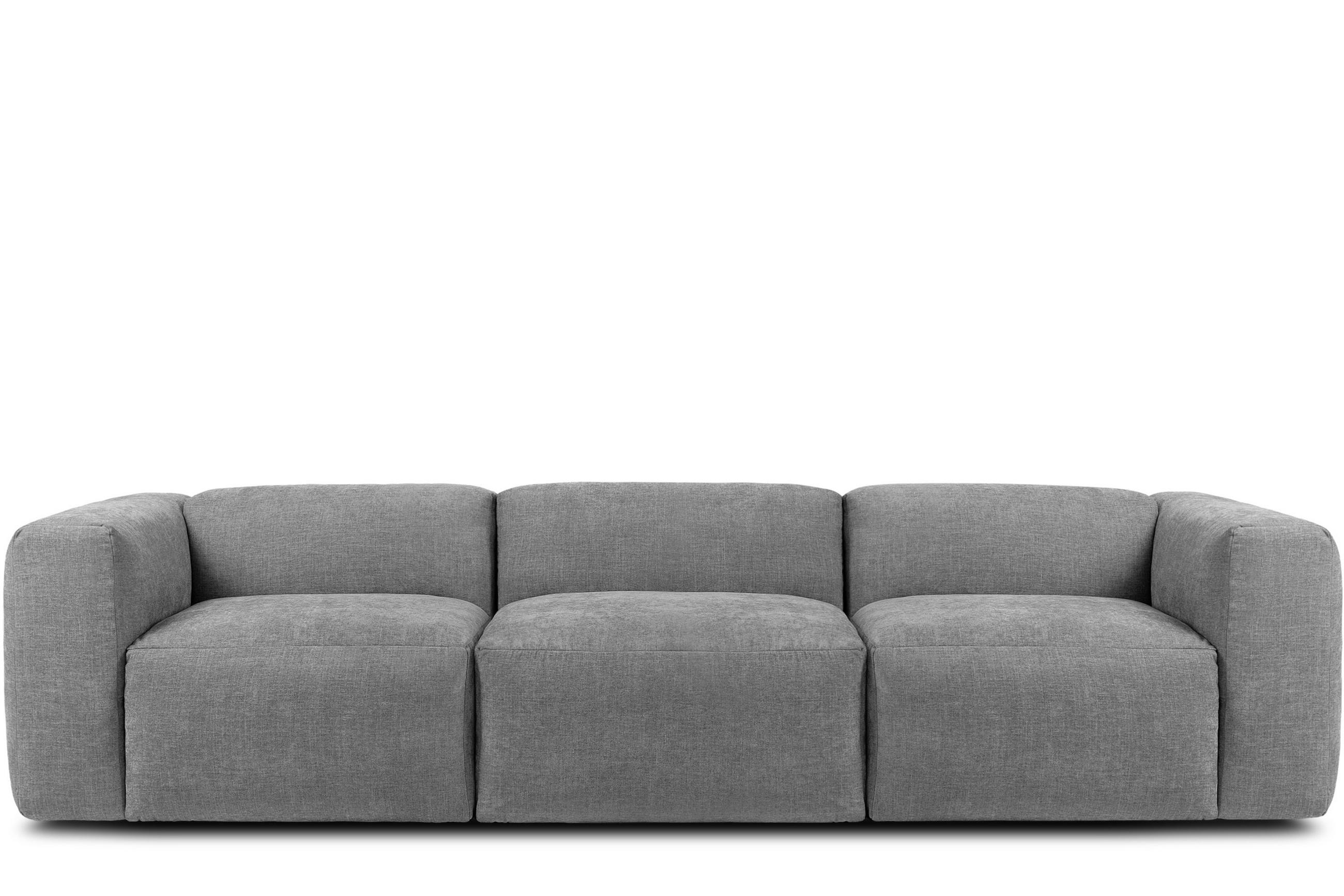 3-SITZER-MODULSOFA BUFFO mit extrem weicher und bequemer Sitzfläche, Gewebestoff, hell aschfahl - Hellgrau/Grau, Textil (290/73/96cm) - KONSIMO®